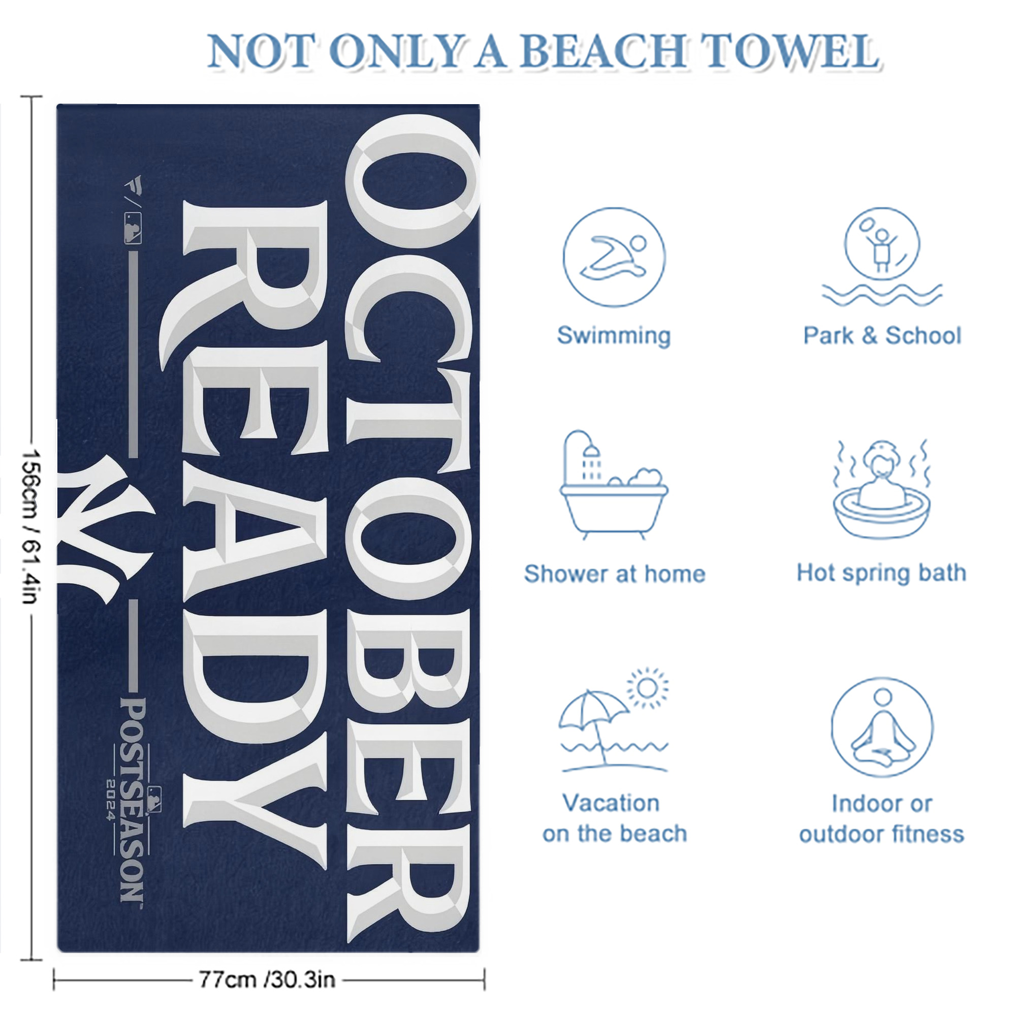 New York Yankees 360 Premium Microfiber Beach Towel – Soft, Large Size, Multi-Purpose For Beach, Picnic & Kids, Lightweight & Portable With Carry Bag, Easy Care