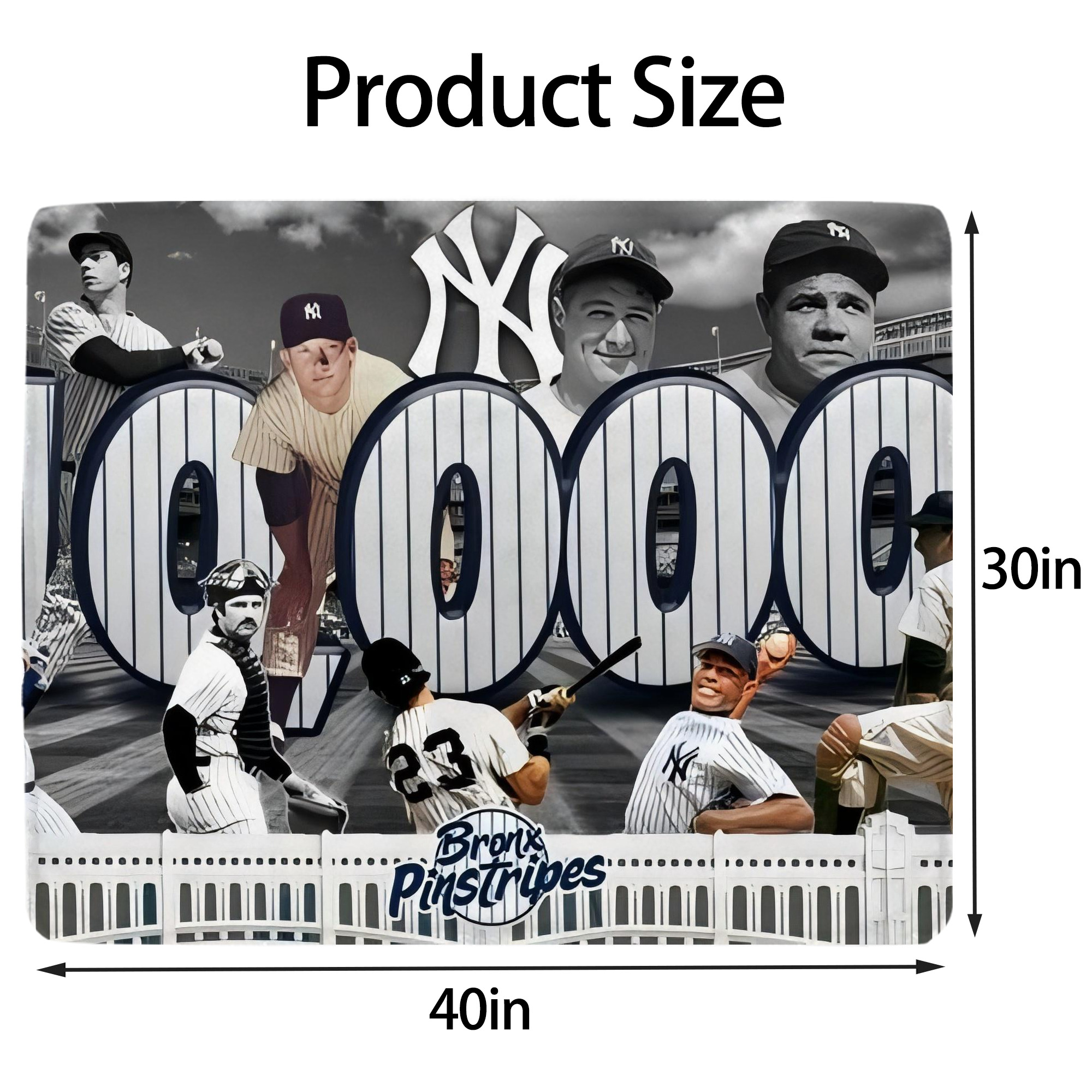 New York Yankees 357 Soft Plush Fleece Blanket 30x40 Inch - 300GSM Flannel, Ultra Soft & Warm, Lightweight & Durable, Perfect For Kids, Adults, Couch, Bed, Camping, Travel, Gift For Family & Friends