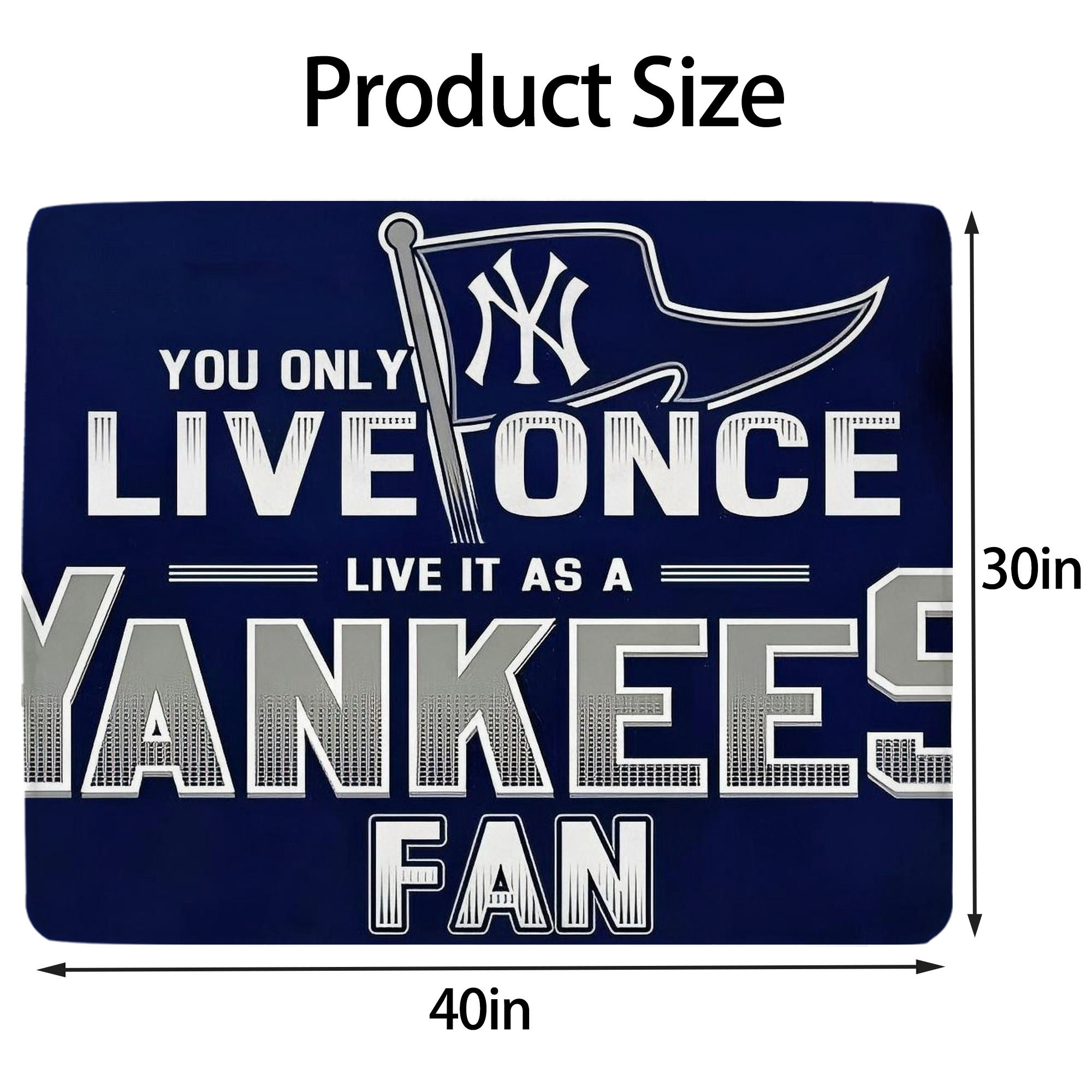New York Yankees 362 Soft Plush Fleece Blanket 30x40 Inch - 300GSM Flannel, Ultra Soft & Warm, Lightweight & Durable, Perfect For Kids, Adults, Couch, Bed, Camping, Travel, Gift For Family & Friends