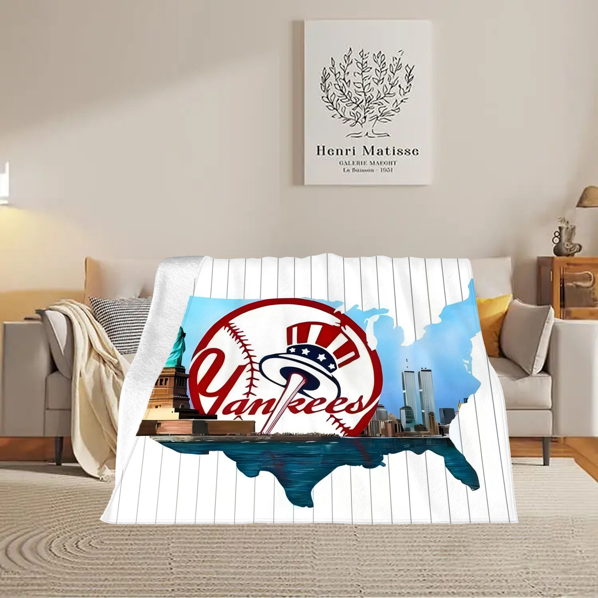 New York Yankees 352 Soft Plush Fleece Blanket 30x40 Inch - 300GSM Flannel, Ultra Soft & Warm, Lightweight & Durable, Perfect For Kids, Adults, Couch, Bed, Camping, Travel, Gift For Family & Friends