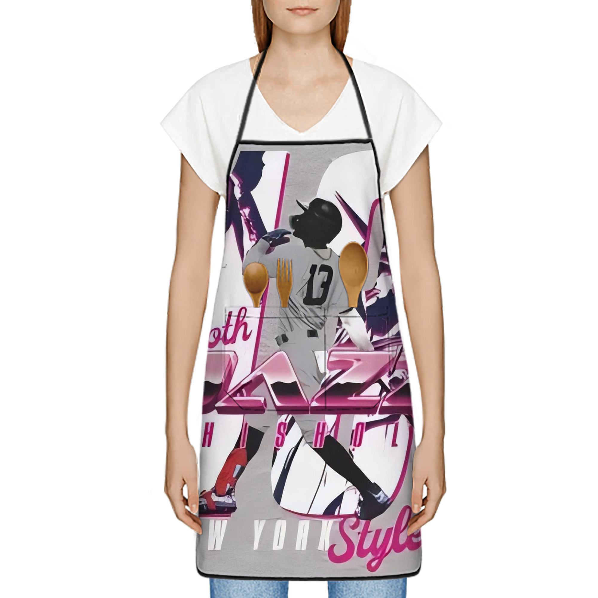 Jazz Chisholm Jr. 37 Stain-Resistant Polyester Apron With Pocket – Full Print, Waterproof, Anti-Wrinkle, Anti-Pilling – Ideal For Kitchen, BBQ, Restaurant, Salon & More