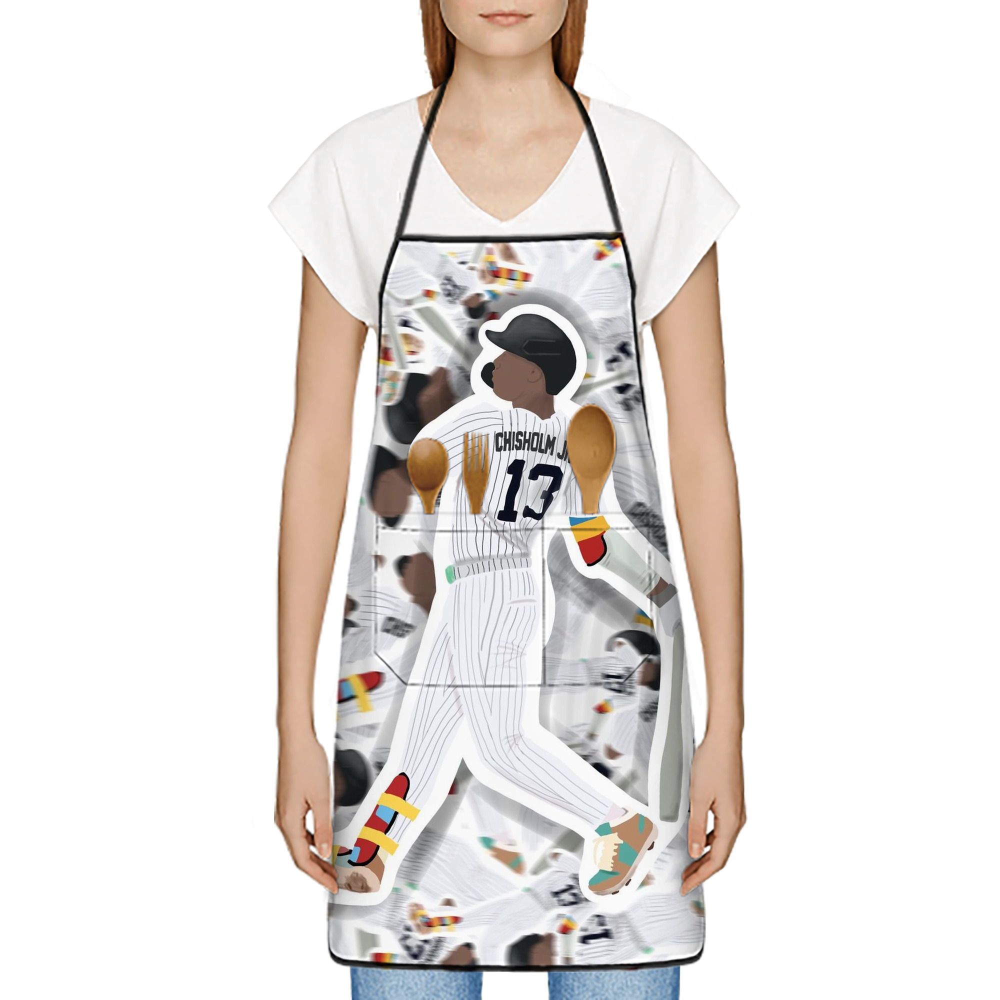 Jazz Chisholm Jr. 63 Stain-Resistant Polyester Apron With Pocket – Full Print, Waterproof, Anti-Wrinkle, Anti-Pilling – Ideal For Kitchen, BBQ, Restaurant, Salon & More