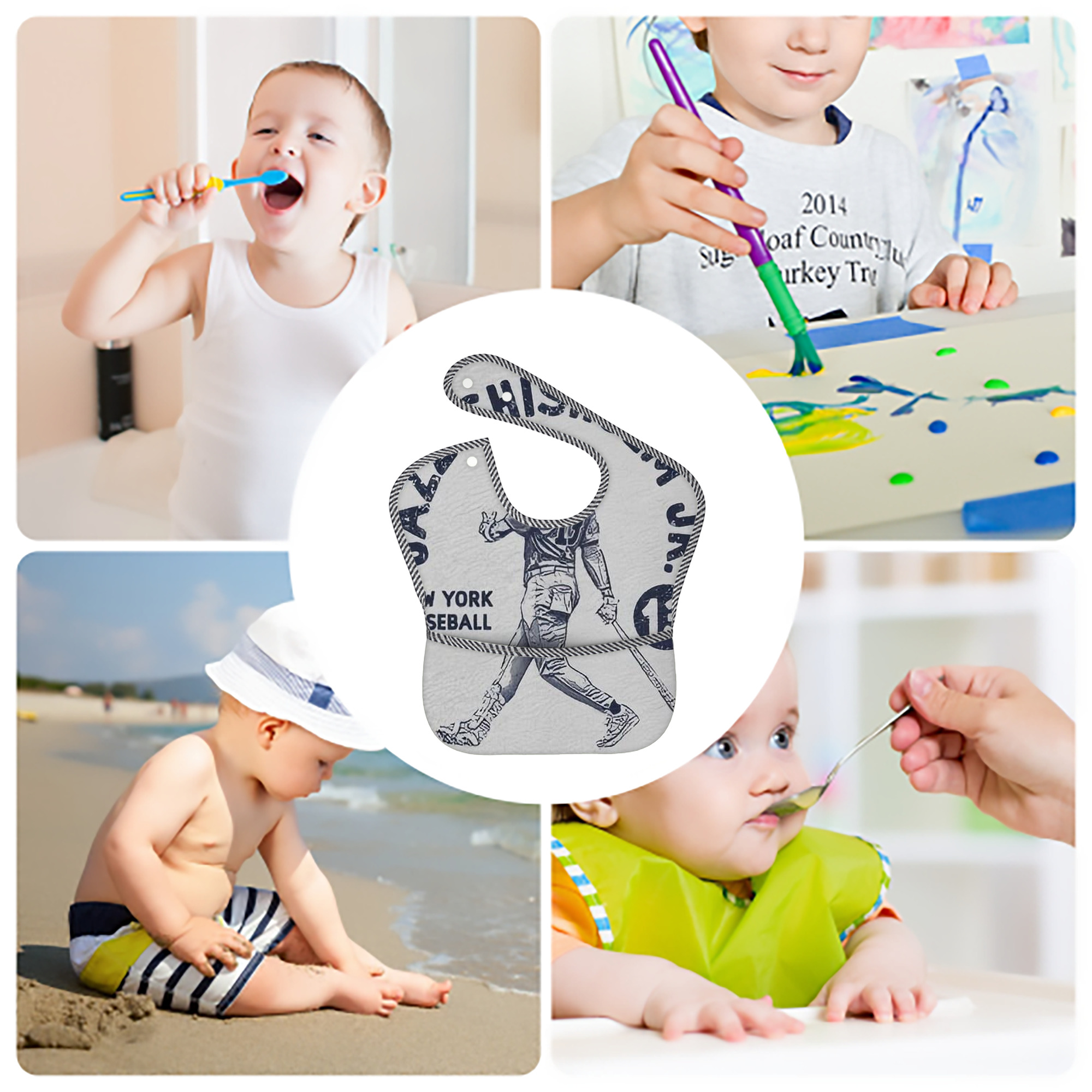 Jazz Chisholm Jr. 49 Adjustable Waterproof Toddler Bib – Full-Print Durable Polyester – Foldable Crumb Pocket – Easy Snap Closure – Soft