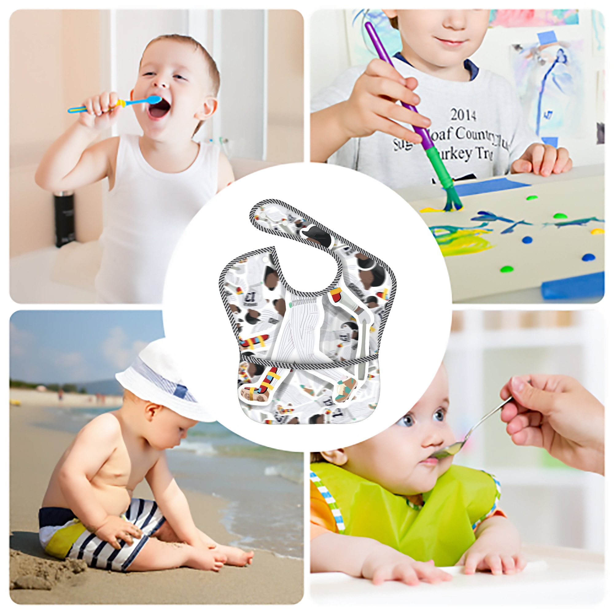 Jazz Chisholm Jr. 63 Adjustable Waterproof Toddler Bib – Full-Print Durable Polyester – Foldable Crumb Pocket – Easy Snap Closure – Soft