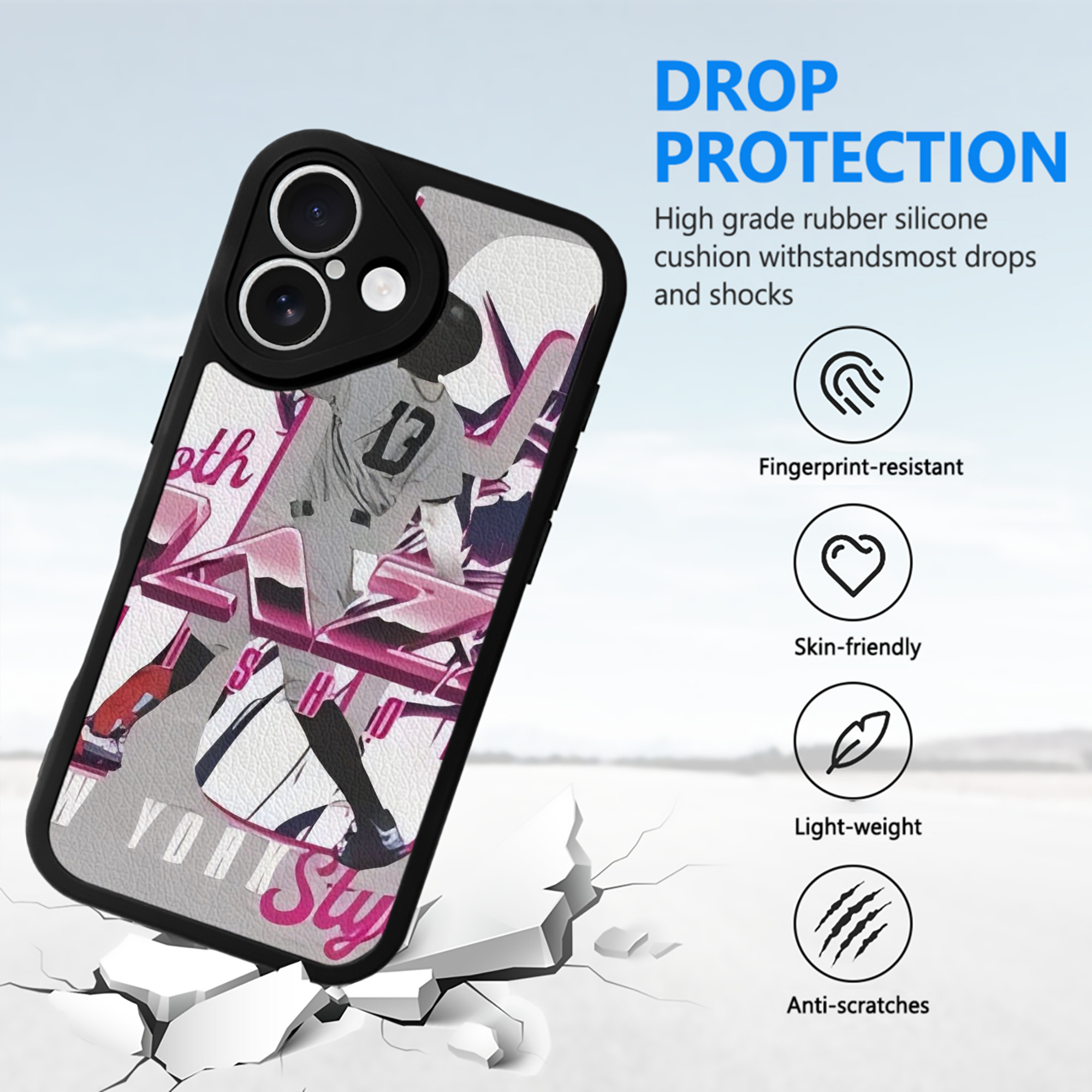 Jazz Chisholm Jr. 37 IPhone 16 Silicone Leather Case – UV Print, Lambskin Texture – Perfect Fit, Wireless Charging Compatible, Scratch Resistant, Precise Cutouts – Stylish Protection For IPhone 16