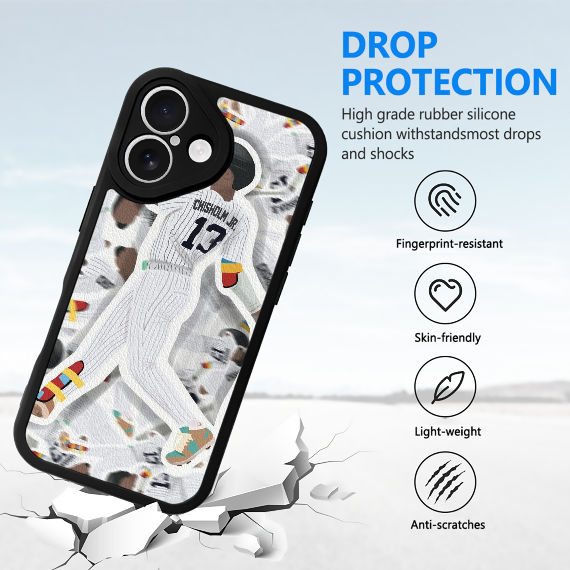 Jazz Chisholm Jr. 63 IPhone 16 Silicone Leather Case – UV Print, Lambskin Texture – Perfect Fit, Wireless Charging Compatible, Scratch Resistant, Precise Cutouts – Stylish Protection For IPhone 16