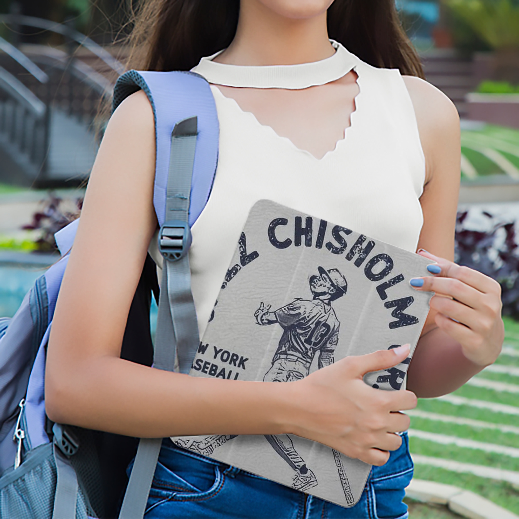 Jazz Chisholm Jr. 49 Premium Tri-Fold PU Leather & Silicone IPad Case With Pencil Slot – Fits 9.5,10.5,10.9 – Adjustable Stand, Slim, Protective