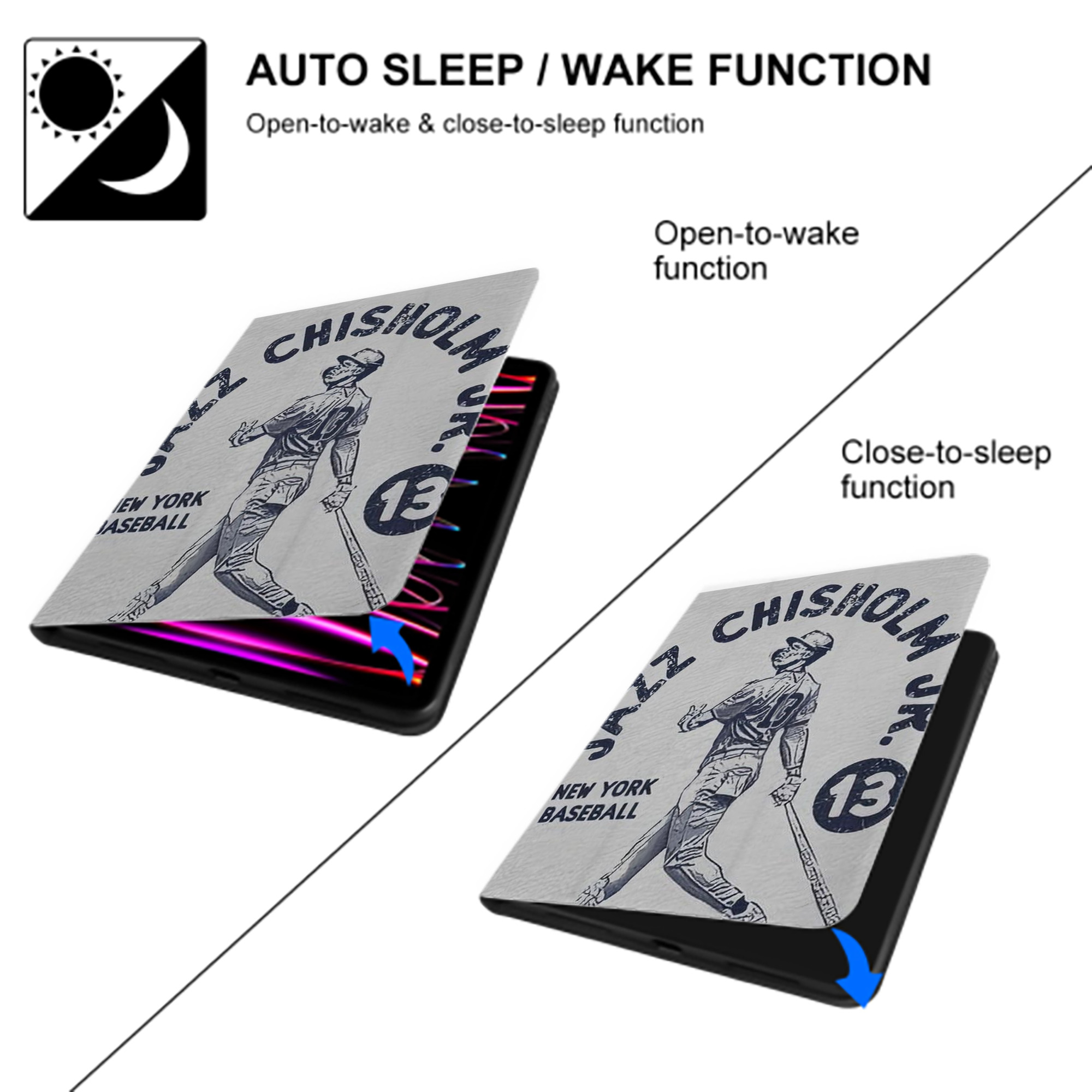 Jazz Chisholm Jr. 49 Premium Tri-Fold PU Leather & Silicone IPad Case With Pencil Slot – Fits 9.5,10.5,10.9 – Adjustable Stand, Slim, Protective