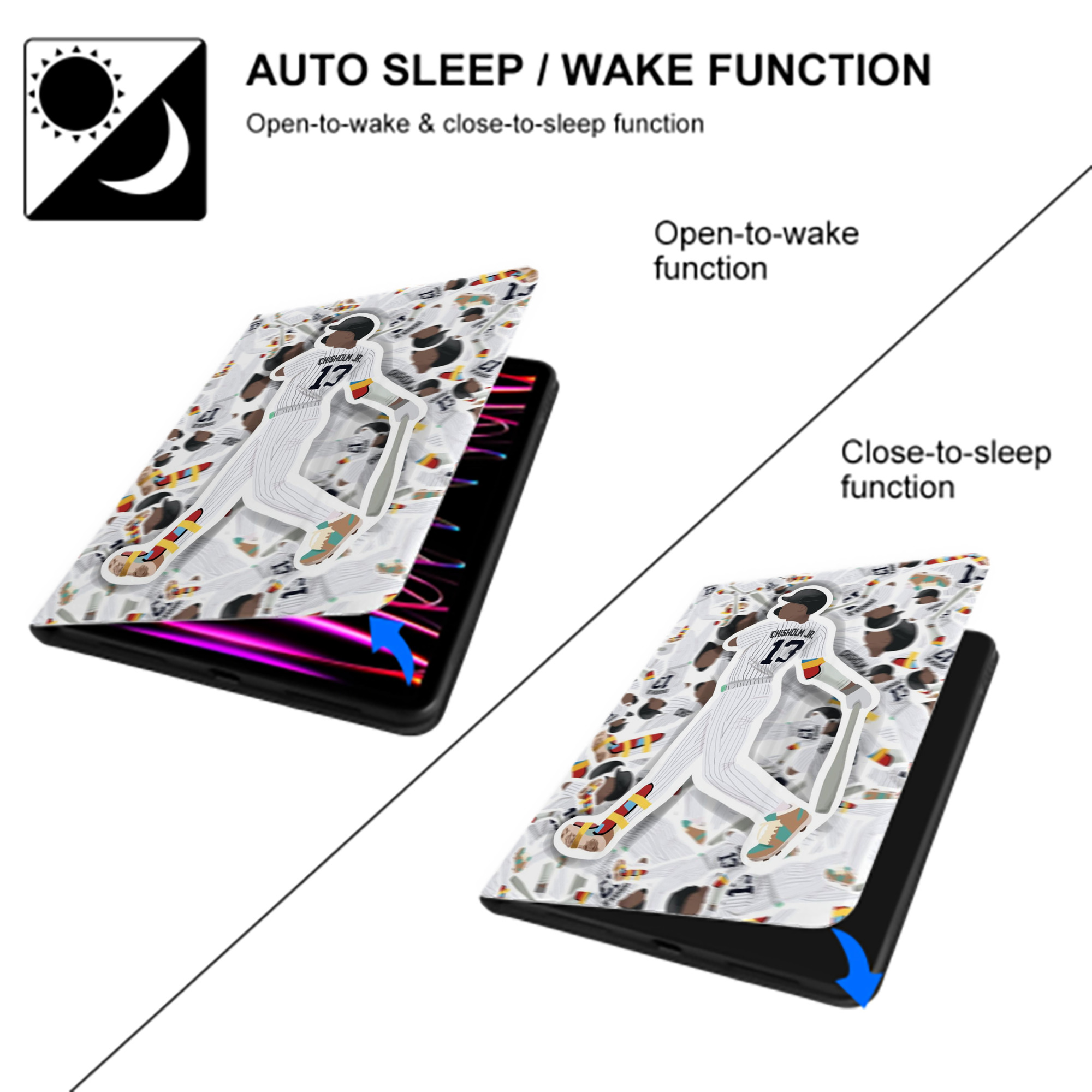 Jazz Chisholm Jr. 63 Premium Tri-Fold PU Leather & Silicone IPad Case With Pencil Slot – Fits 9.5,10.5,10.9 – Adjustable Stand, Slim, Protective