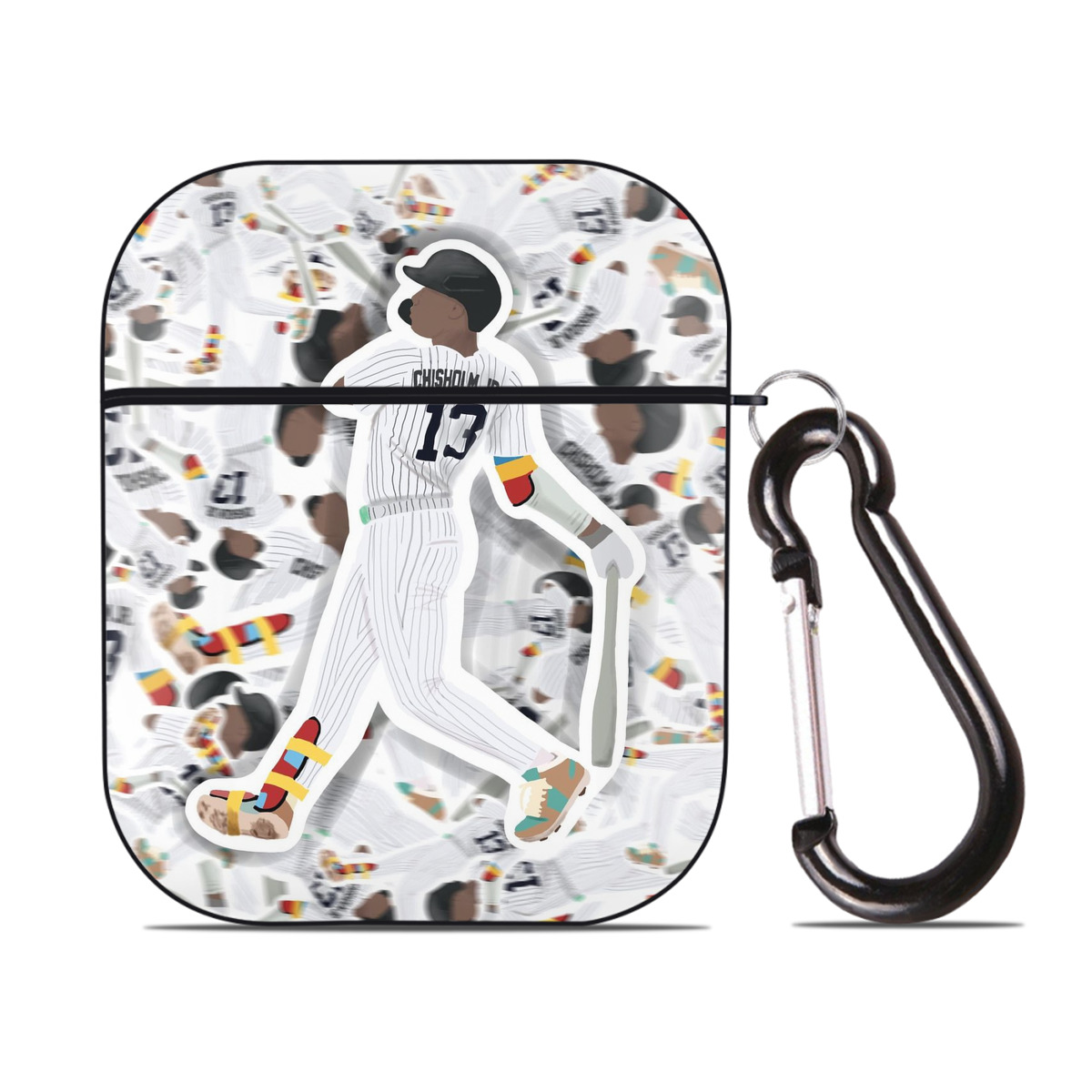 Jazz Chisholm Jr. 63 AirPods 2 Case Hard Shell Black, Flexible PC Material, Precise Cutouts, Full Protection, Anti-Fingerprint, Washable, Includes Keychain – Durable & Slim Design