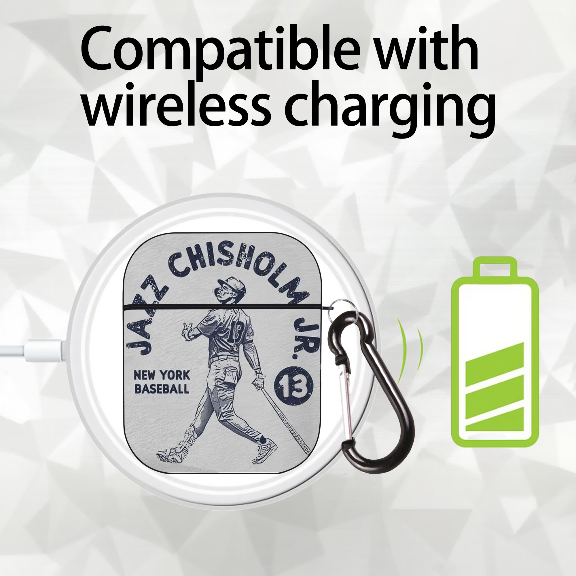 Jazz Chisholm Jr. 49 AirPods 2 Case Hard Shell Black, Flexible PC Material, Precise Cutouts, Full Protection, Anti-Fingerprint, Washable, Includes Keychain – Durable & Slim Design