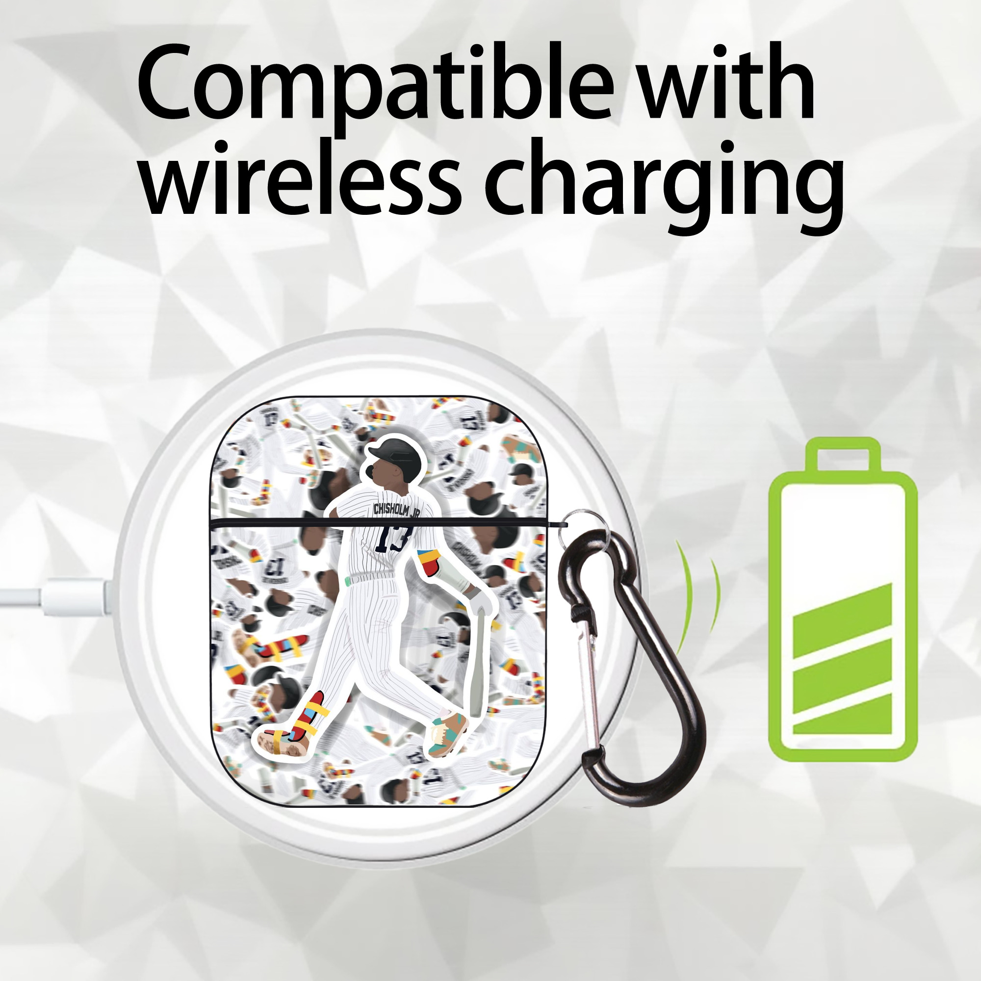 Jazz Chisholm Jr. 63 AirPods 2 Case Hard Shell Black, Flexible PC Material, Precise Cutouts, Full Protection, Anti-Fingerprint, Washable, Includes Keychain – Durable & Slim Design