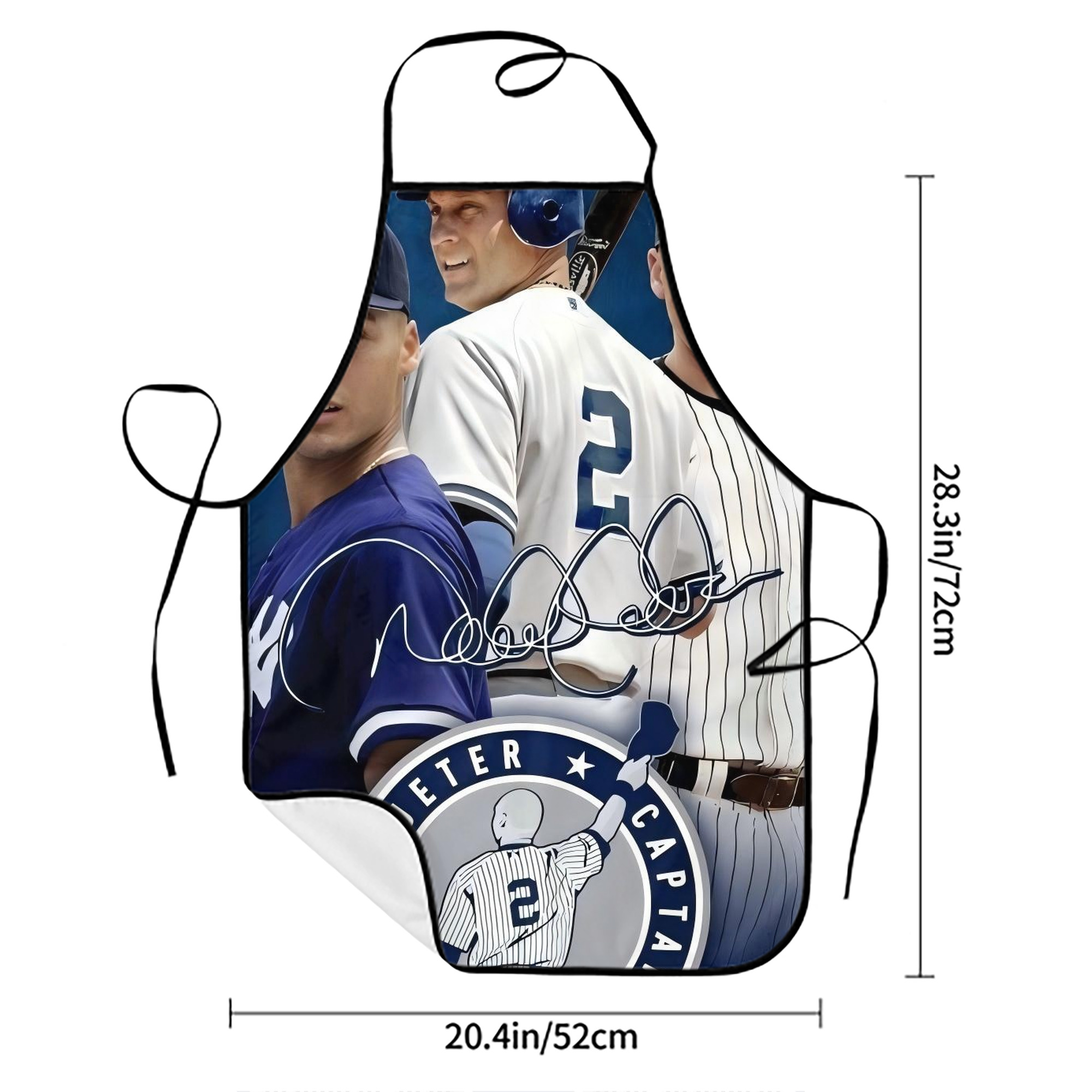 Derek Jeter 47 Stain-Resistant Polyester Apron With Pocket – Full Print, Waterproof, Anti-Wrinkle, Anti-Pilling – Ideal For Kitchen, BBQ, Restaurant, Salon & More
