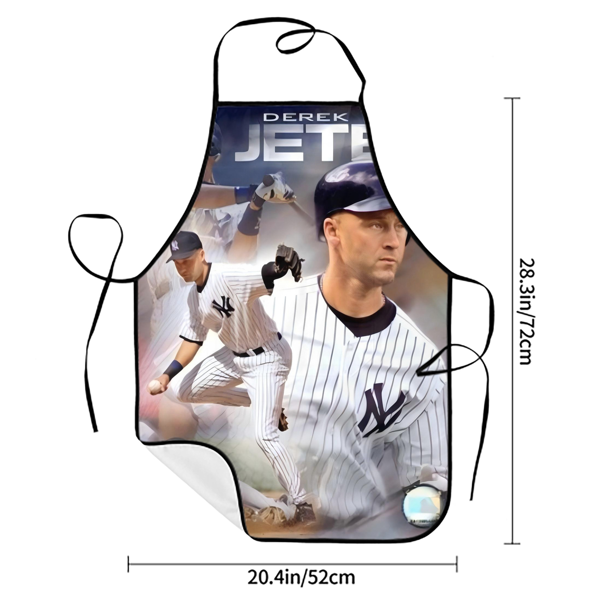 Derek Jeter 60 Stain-Resistant Polyester Apron With Pocket – Full Print, Waterproof, Anti-Wrinkle, Anti-Pilling – Ideal For Kitchen, BBQ, Restaurant, Salon & More