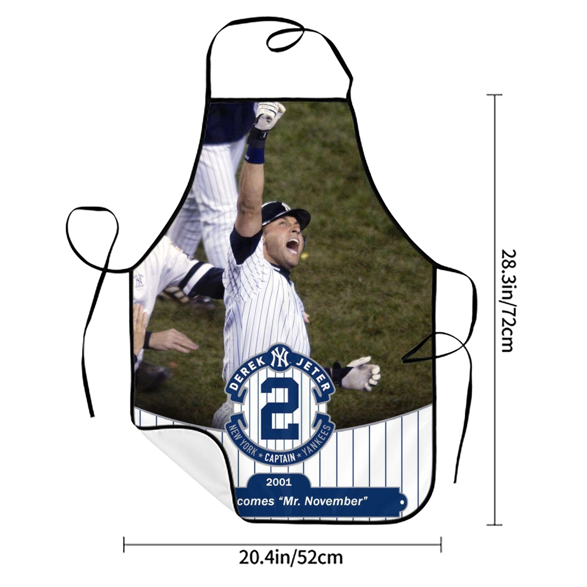 Derek Jeter 87 Stain-Resistant Polyester Apron With Pocket – Full Print, Waterproof, Anti-Wrinkle, Anti-Pilling – Ideal For Kitchen, BBQ, Restaurant, Salon & More