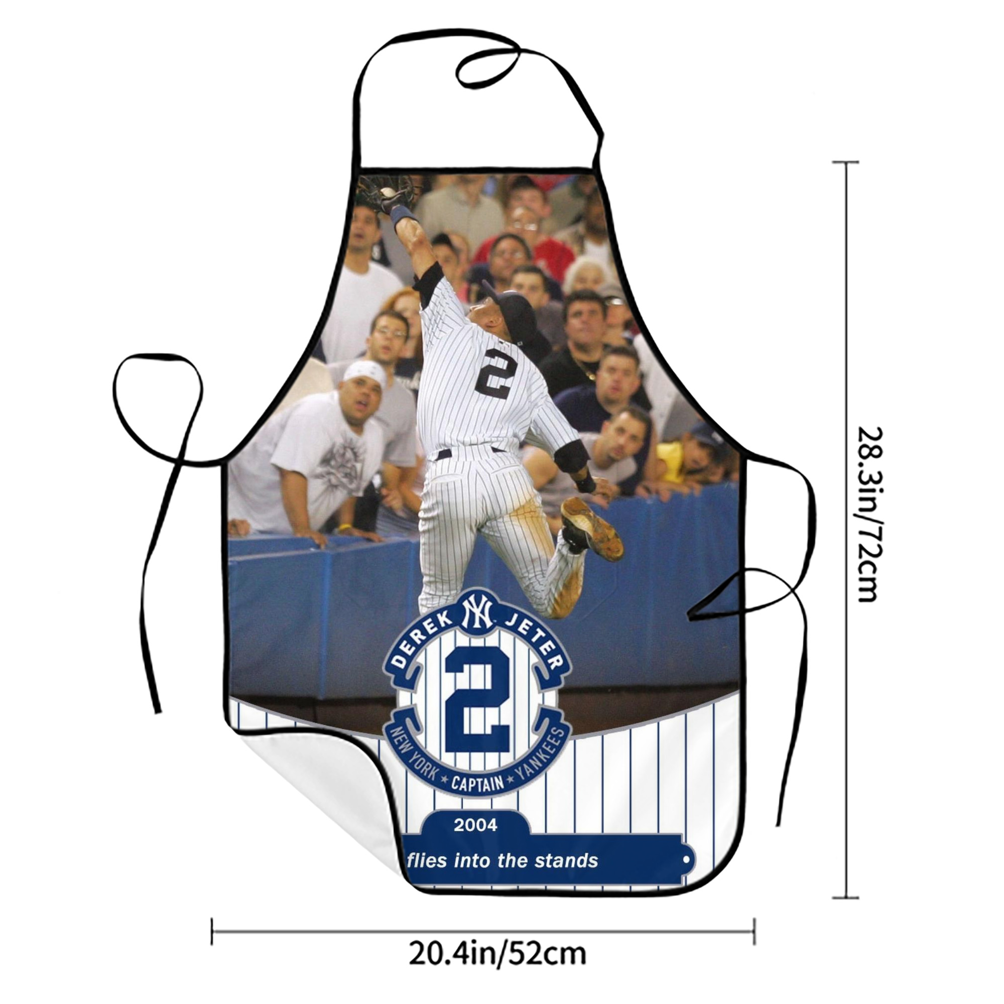 Derek Jeter 94 Stain-Resistant Polyester Apron With Pocket – Full Print, Waterproof, Anti-Wrinkle, Anti-Pilling – Ideal For Kitchen, BBQ, Restaurant, Salon & More