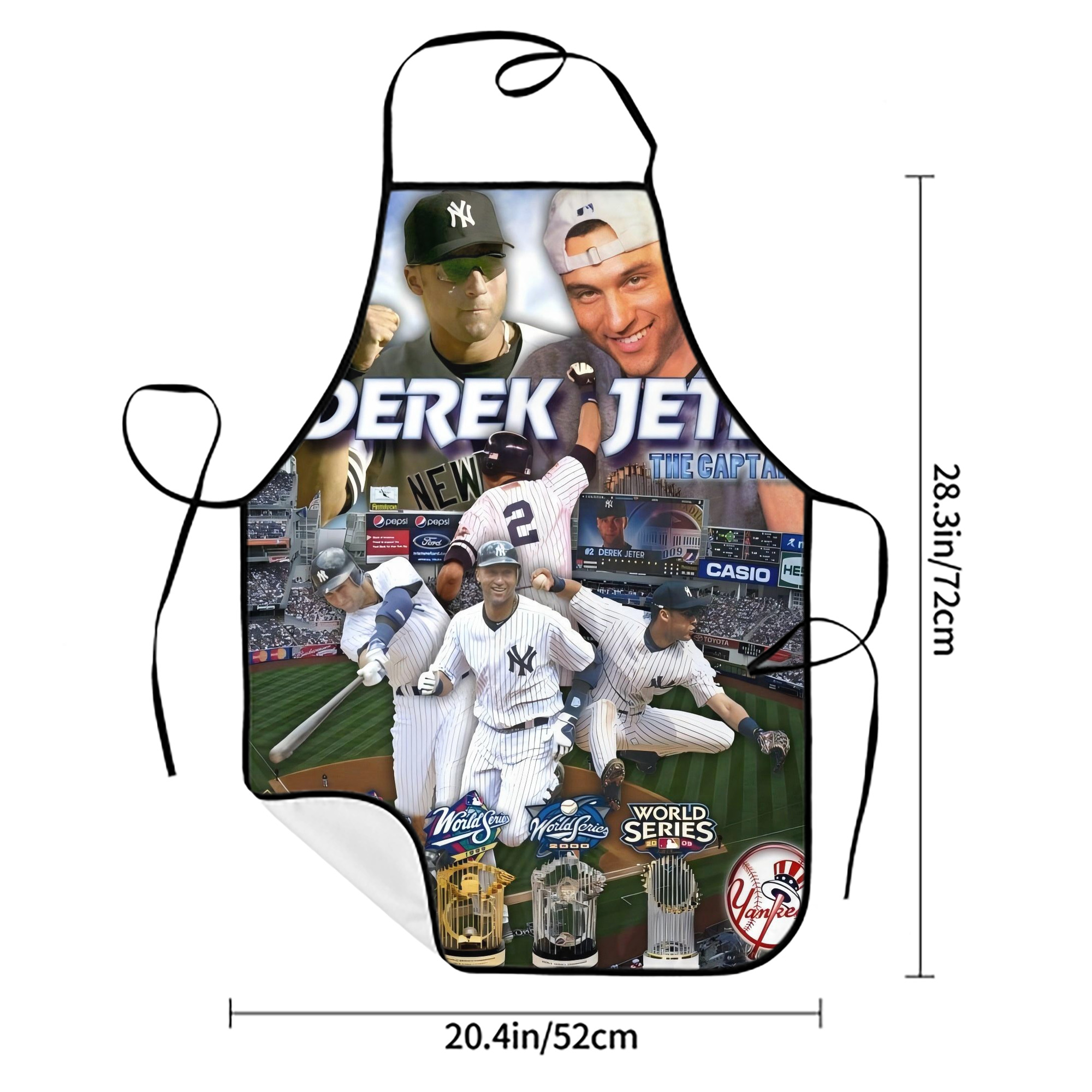 Derek Jeter 100 Stain-Resistant Polyester Apron With Pocket – Full Print, Waterproof, Anti-Wrinkle, Anti-Pilling – Ideal For Kitchen, BBQ, Restaurant, Salon & More