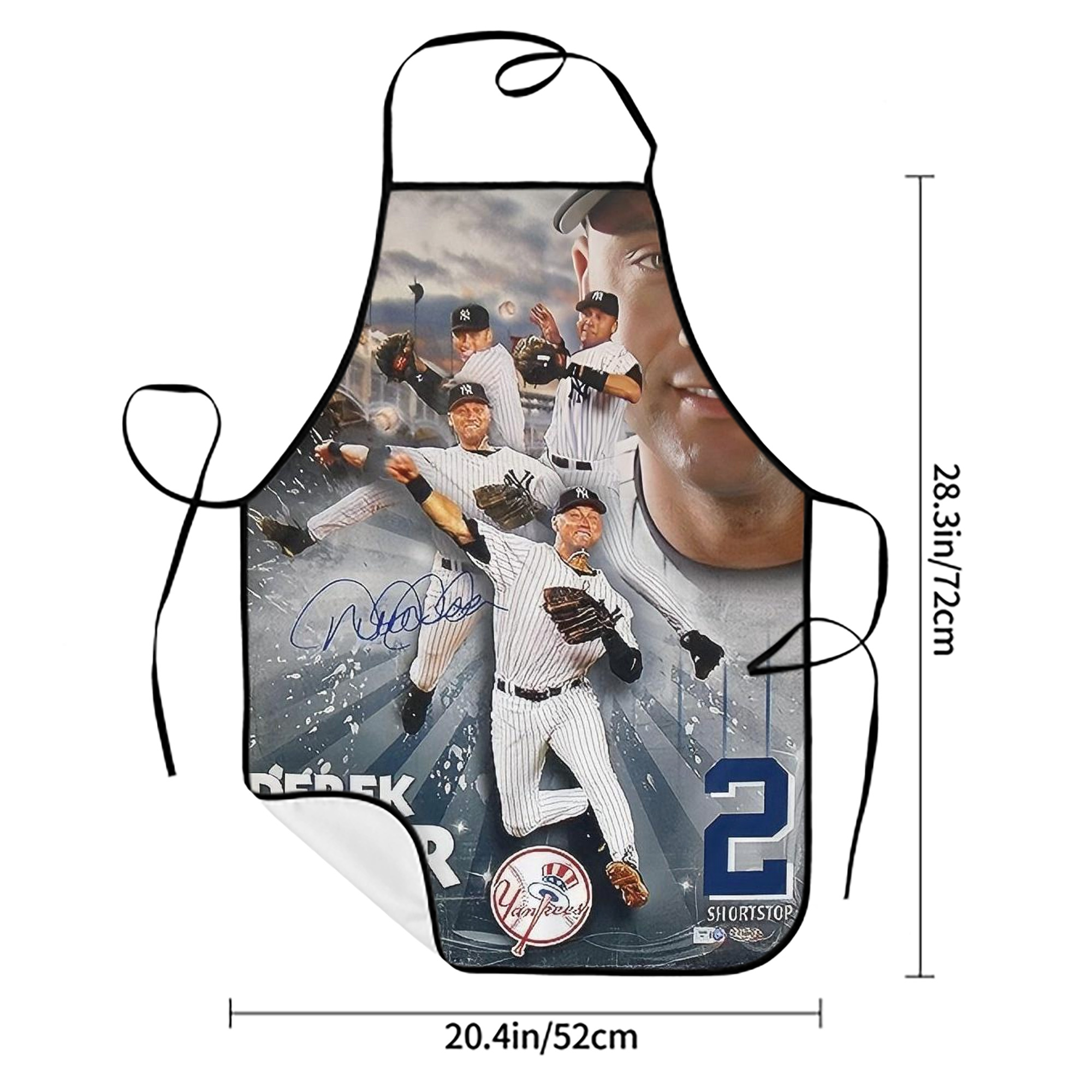 Derek Jeter 109 Stain-Resistant Polyester Apron With Pocket – Full Print, Waterproof, Anti-Wrinkle, Anti-Pilling – Ideal For Kitchen, BBQ, Restaurant, Salon & More