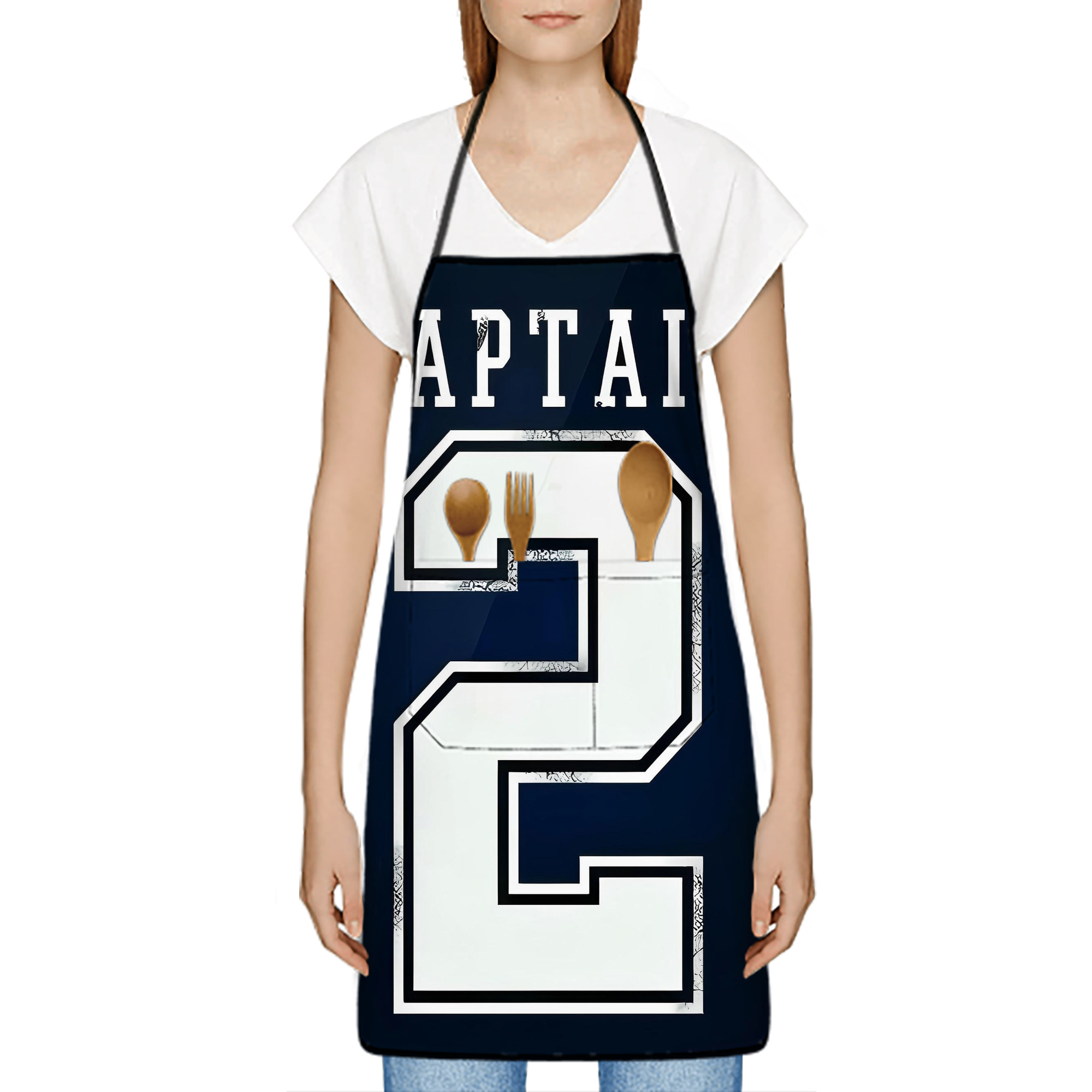 Derek Jeter 28 Stain-Resistant Polyester Apron With Pocket – Full Print, Waterproof, Anti-Wrinkle, Anti-Pilling – Ideal For Kitchen, BBQ, Restaurant, Salon & More