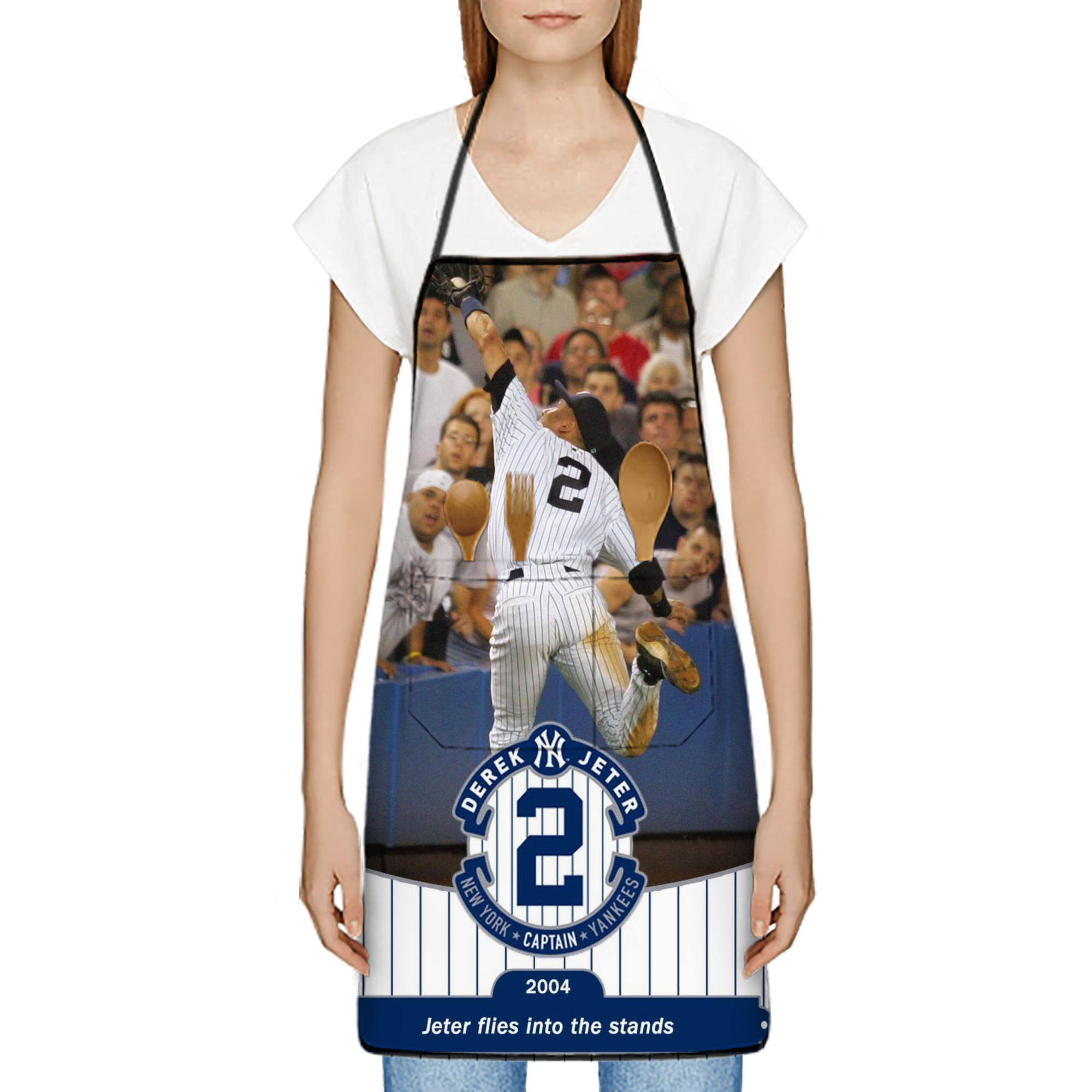 Derek Jeter 94 Stain-Resistant Polyester Apron With Pocket – Full Print, Waterproof, Anti-Wrinkle, Anti-Pilling – Ideal For Kitchen, BBQ, Restaurant, Salon & More