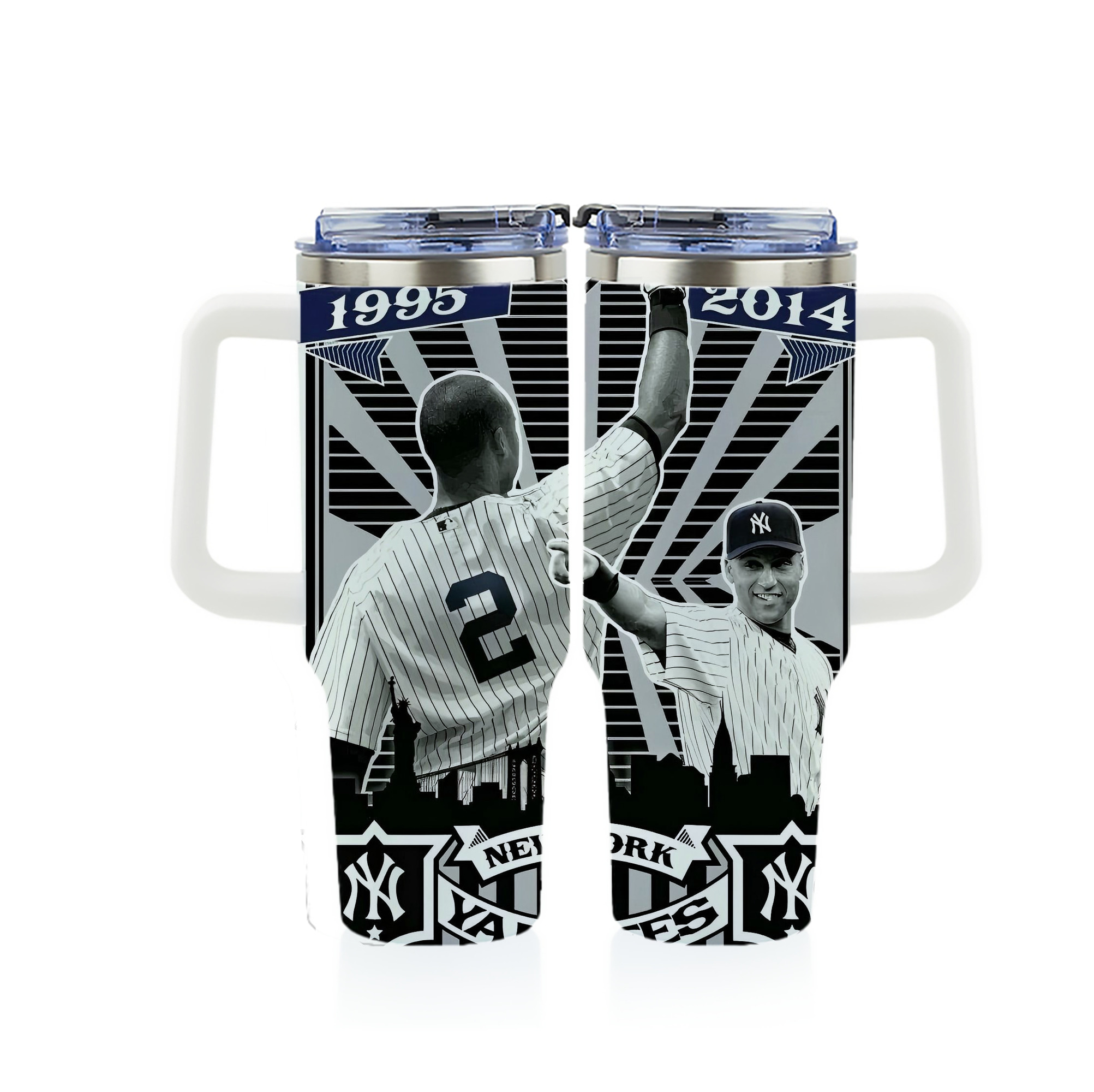 Derek Jeter 34 40oz Full Wrap Car Tumbler – Durable Stainless Steel Travel Mug With Vibrant UV Print – Double Wall Insulated, Fits Most Car Cup Holders
