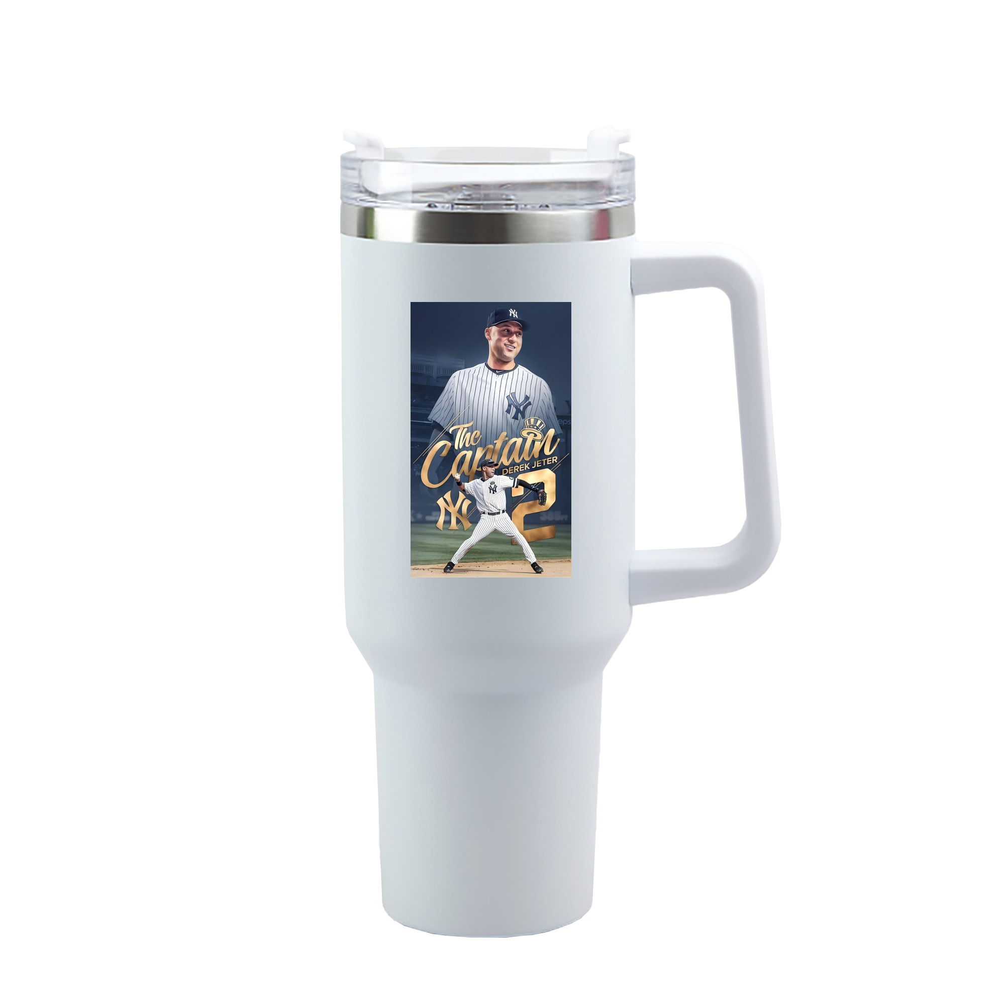 Derek Jeter 29 40oz Handle Car Tumbler – Durable Stainless Steel Travel Mug With UV Print – Double Wall Insulated, Fits Most Car Cup Holders