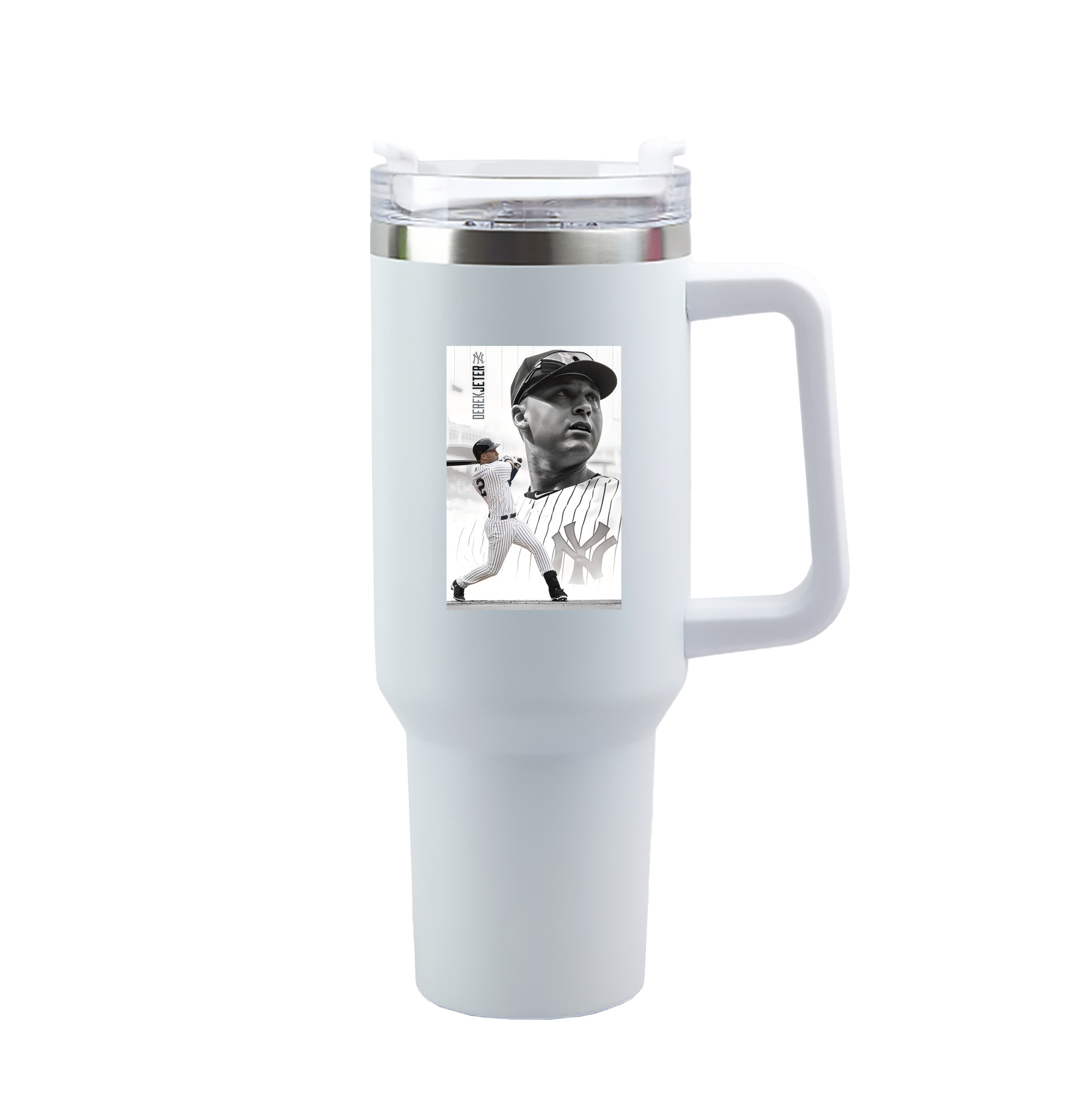 Derek Jeter 61 40oz Handle Car Tumbler – Durable Stainless Steel Travel Mug With UV Print – Double Wall Insulated, Fits Most Car Cup Holders