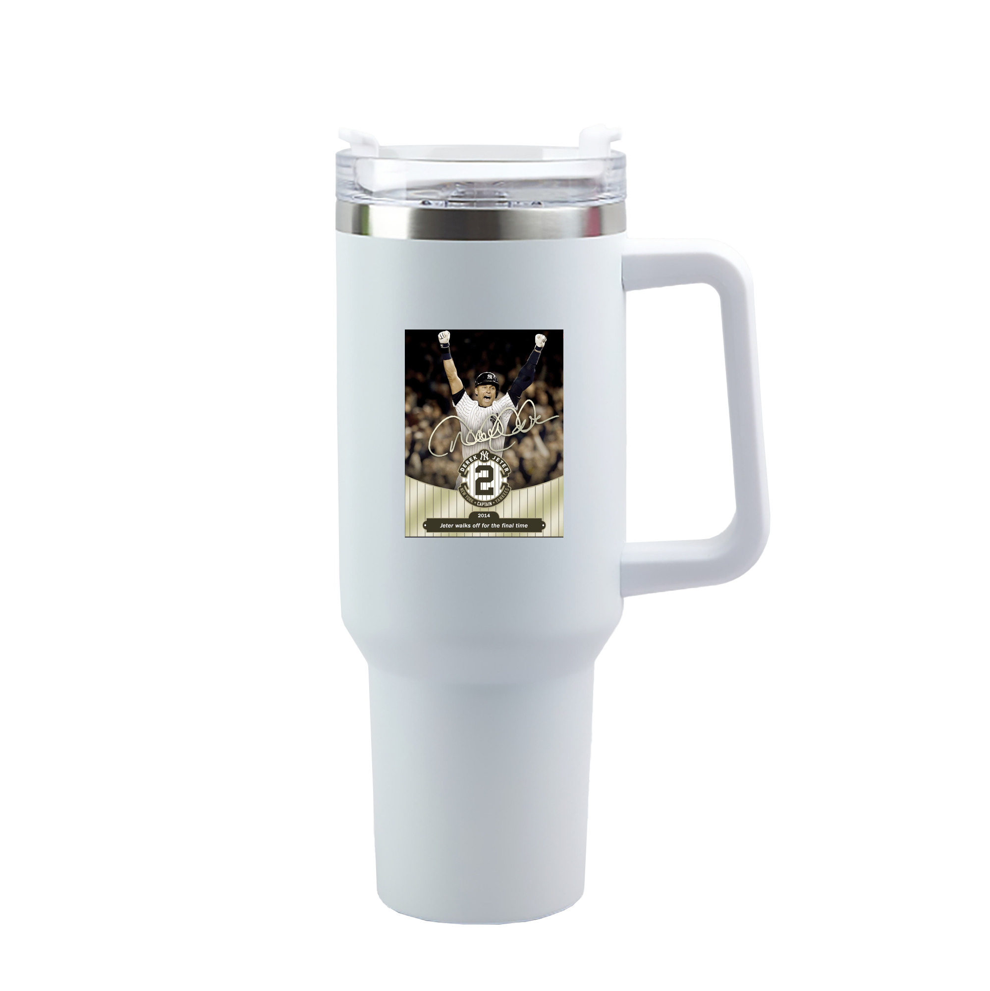 Derek Jeter 95 40oz Handle Car Tumbler – Durable Stainless Steel Travel Mug With UV Print – Double Wall Insulated, Fits Most Car Cup Holders