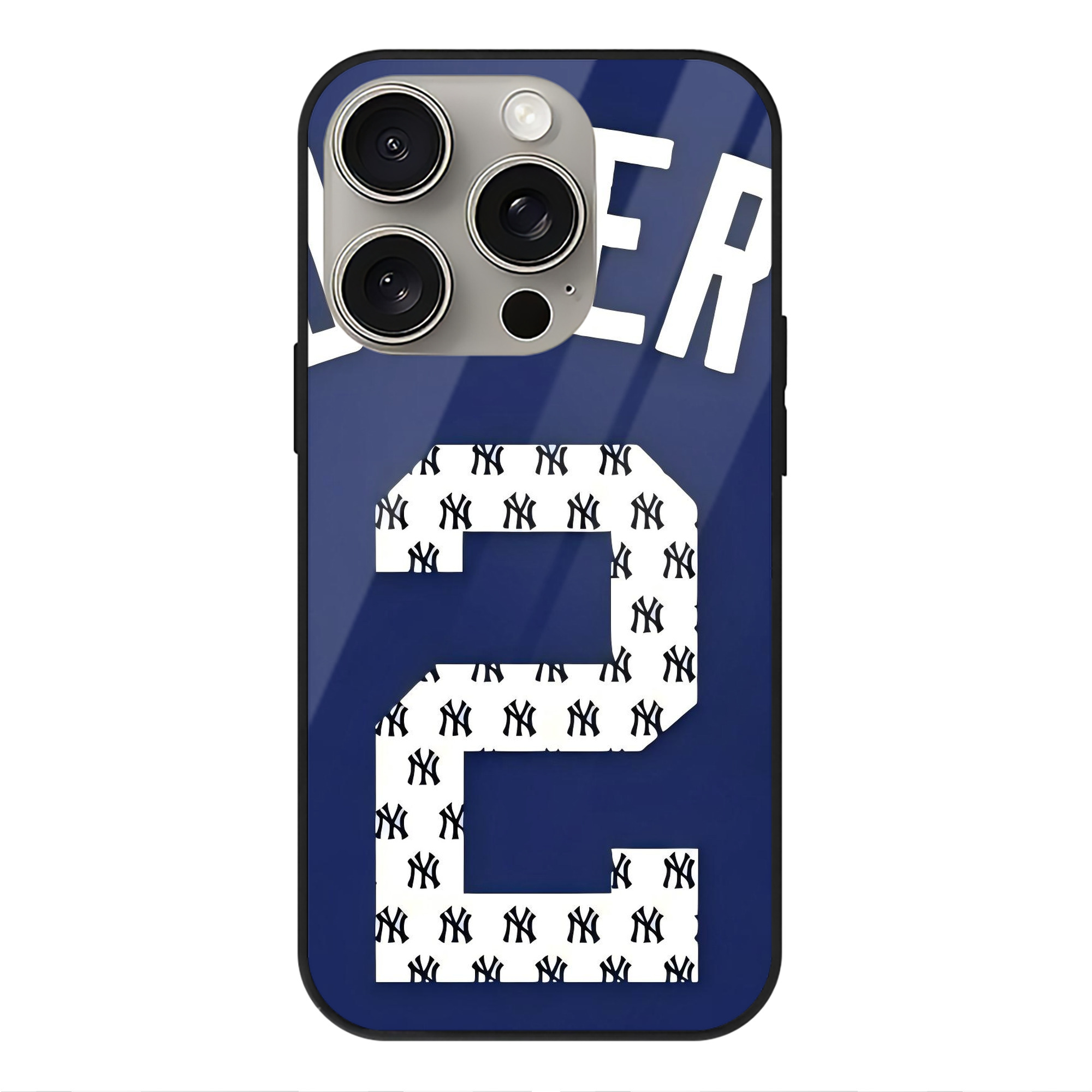 Derek Jeter 50 IPhone 15 Pro Mirror Phone Case – UV Printed Glass + TPU – Scratch-Resistant, Wireless Charging Compatible, Precise Fit & Stylish Design