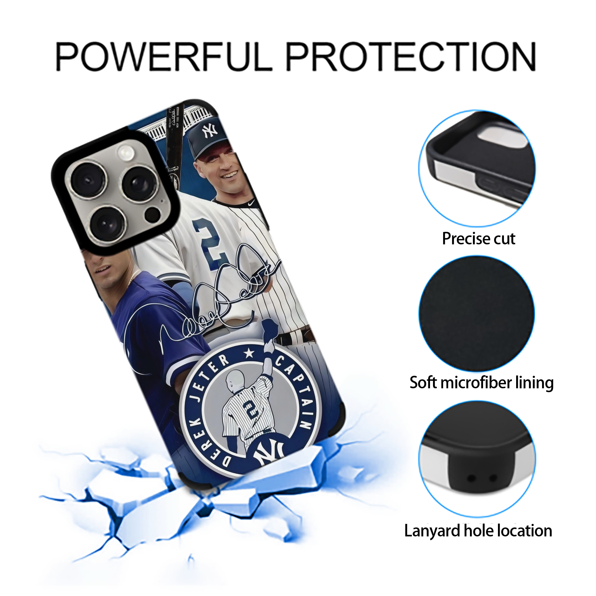 Derek Jeter 47 IPhone 15 Pro Max PU Leather Case – Soft Lining, 360° Protection – Precise Fit, 3D Buttons, Easy Charging – Anti-Yellowing, Easy To Clean