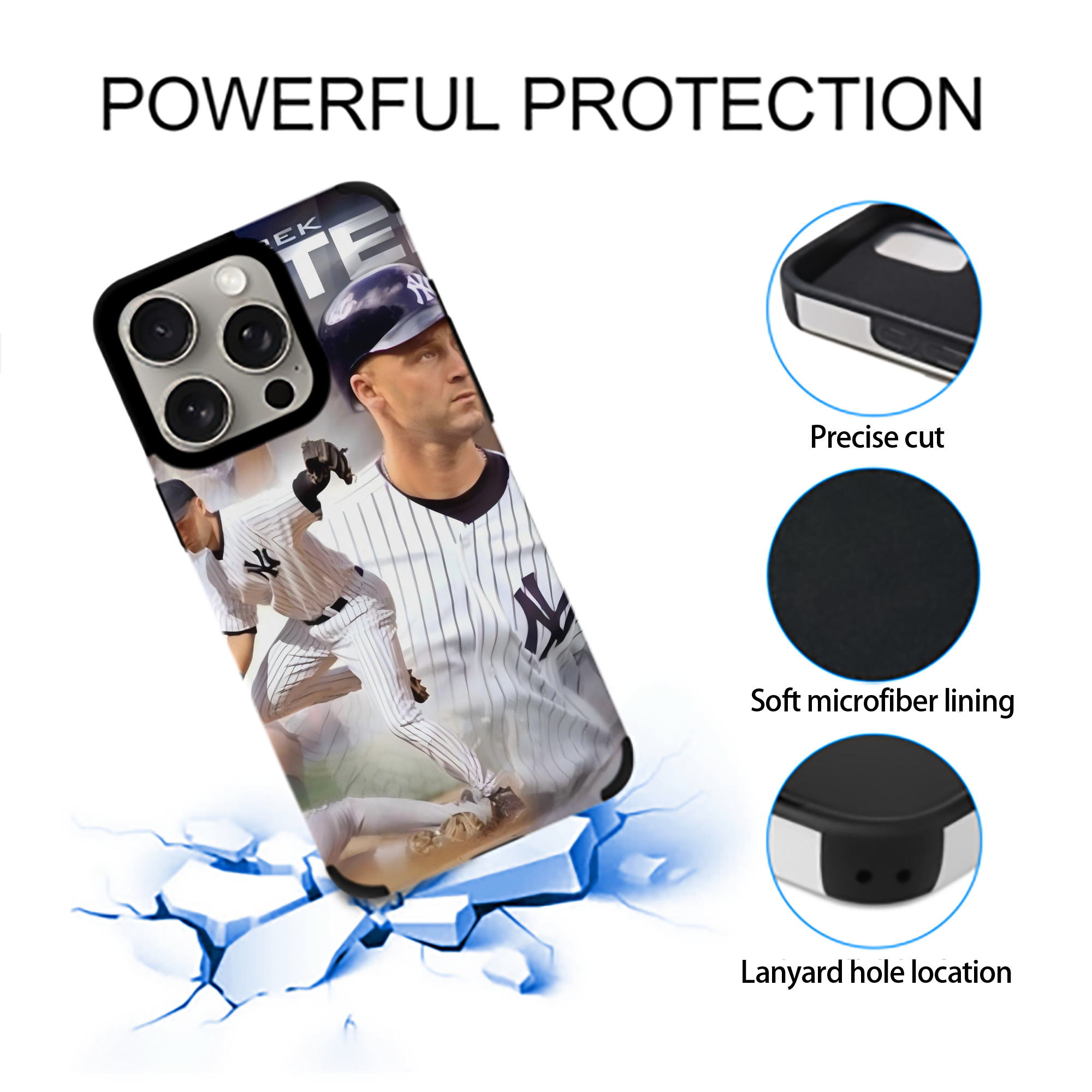 Derek Jeter 60 IPhone 15 Pro Max PU Leather Case – Soft Lining, 360° Protection – Precise Fit, 3D Buttons, Easy Charging – Anti-Yellowing, Easy To Clean