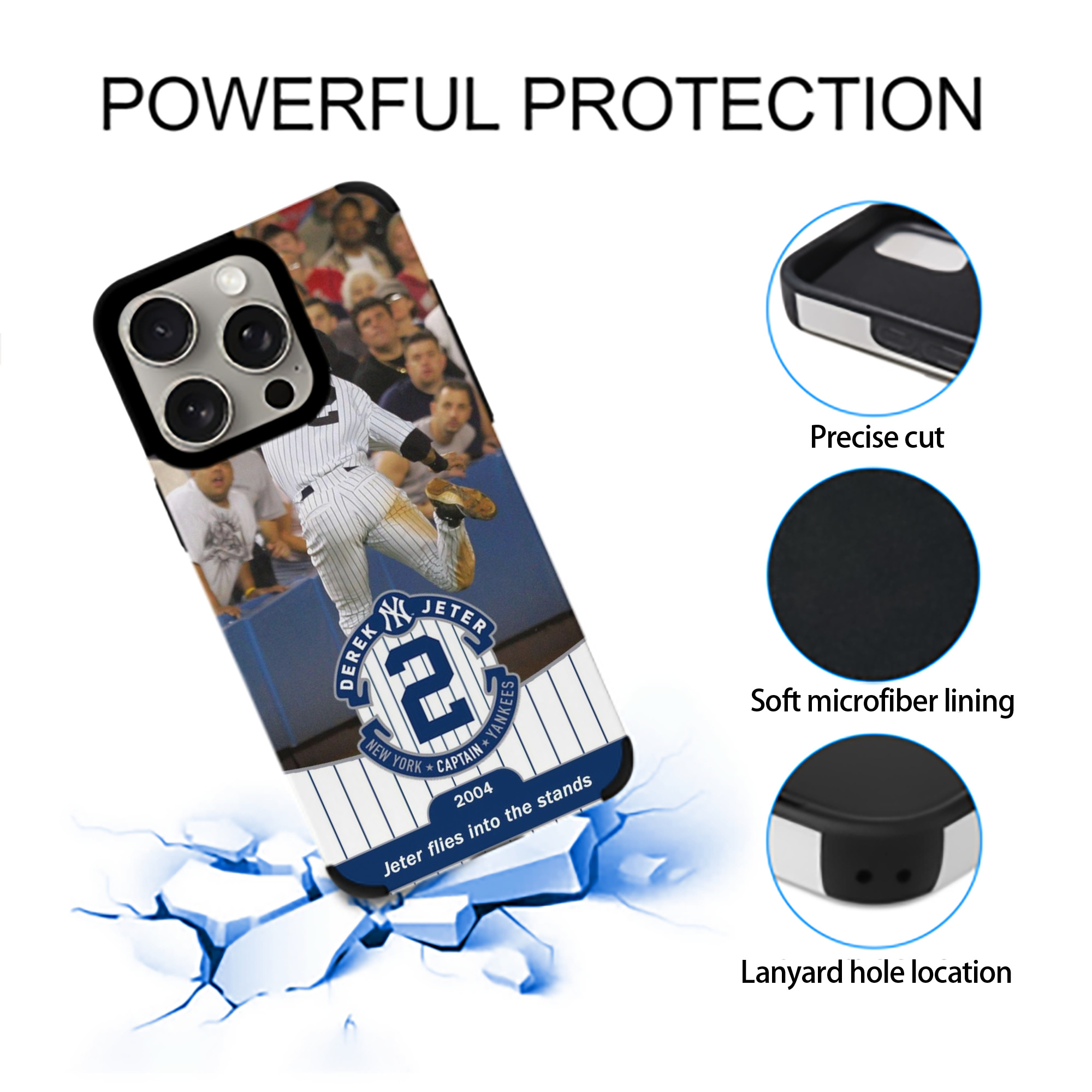 Derek Jeter 94 IPhone 15 Pro Max PU Leather Case – Soft Lining, 360° Protection – Precise Fit, 3D Buttons, Easy Charging – Anti-Yellowing, Easy To Clean