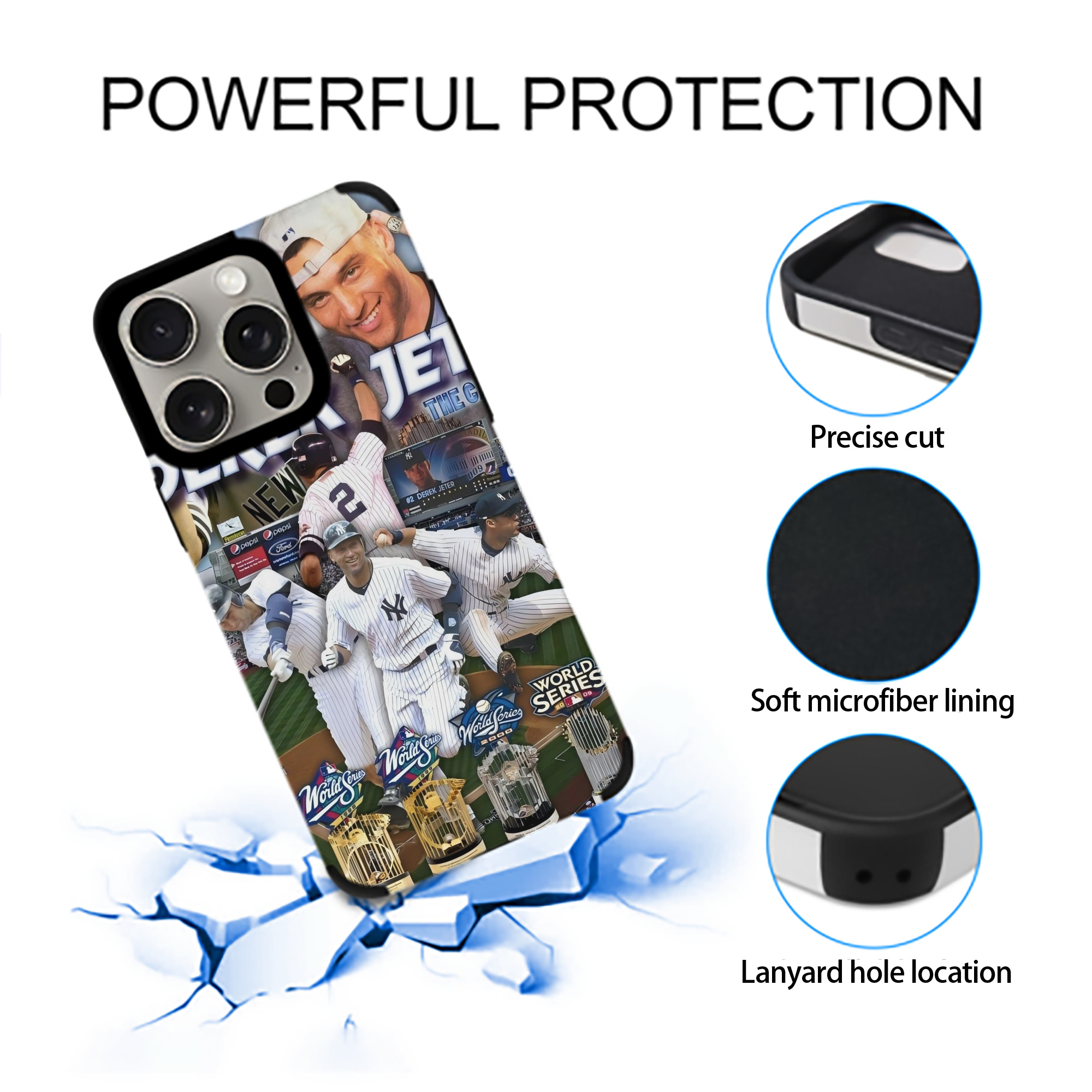 Derek Jeter 100 IPhone 15 Pro Max PU Leather Case – Soft Lining, 360° Protection – Precise Fit, 3D Buttons, Easy Charging – Anti-Yellowing, Easy To Clean