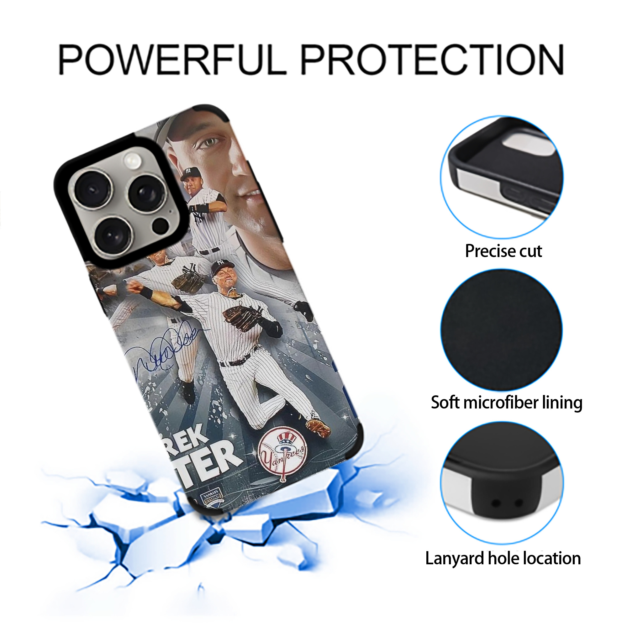 Derek Jeter 109 IPhone 15 Pro Max PU Leather Case – Soft Lining, 360° Protection – Precise Fit, 3D Buttons, Easy Charging – Anti-Yellowing, Easy To Clean