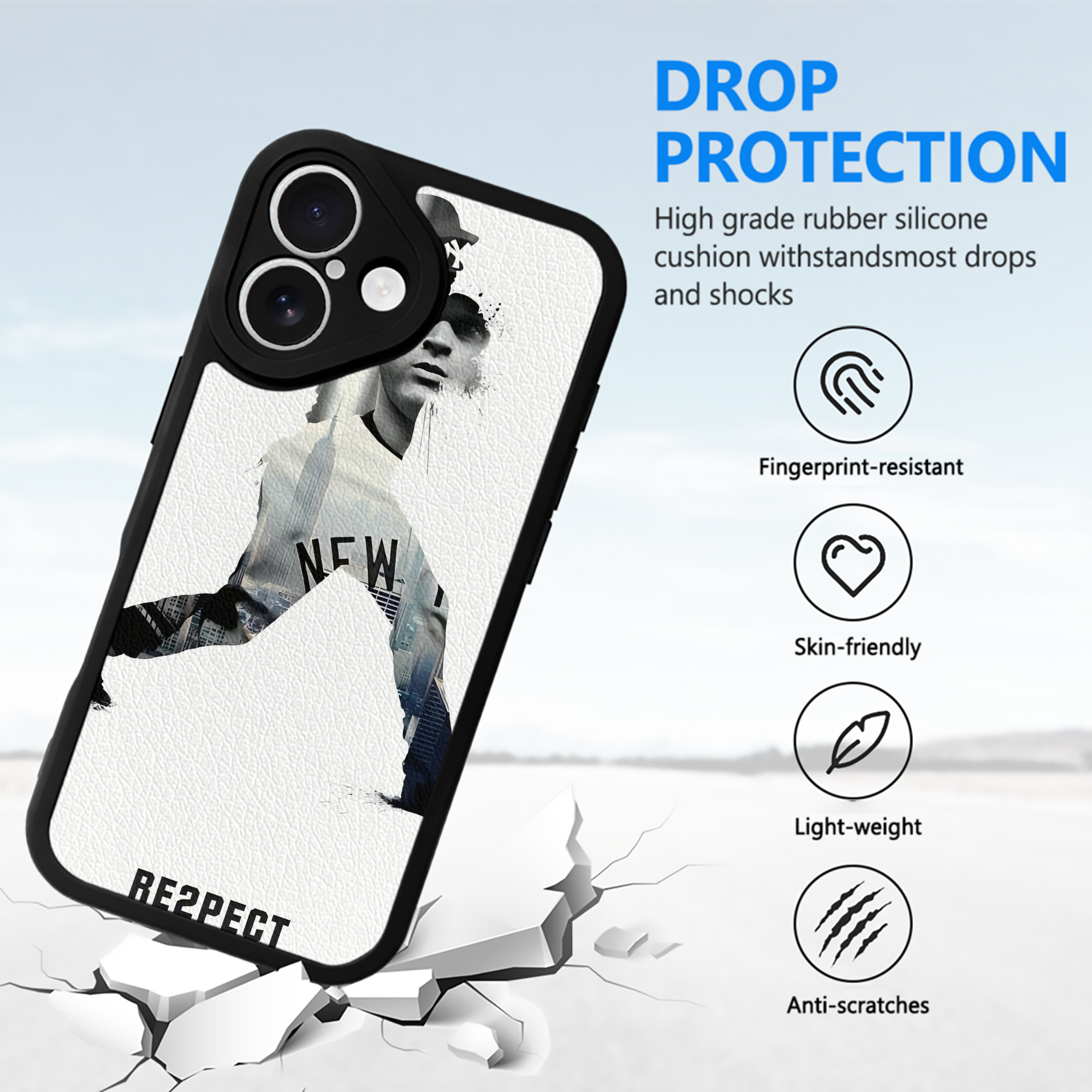Derek Jeter 54 IPhone 16 Silicone Leather Case – UV Print, Lambskin Texture – Perfect Fit, Wireless Charging Compatible, Scratch Resistant, Precise Cutouts – Stylish Protection For IPhone 16