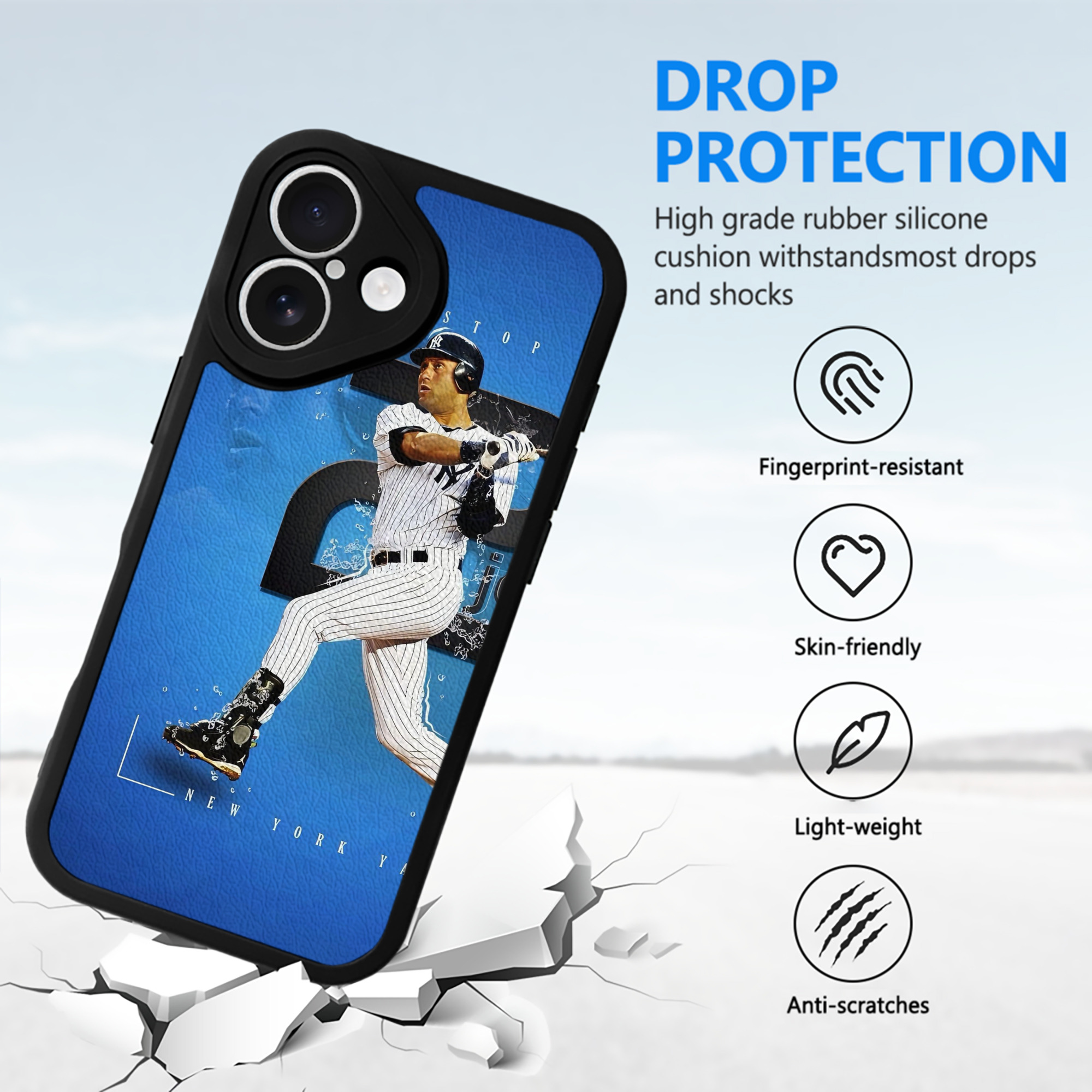 Derek Jeter 107 IPhone 16 Silicone Leather Case – UV Print, Lambskin Texture – Perfect Fit, Wireless Charging Compatible, Scratch Resistant, Precise Cutouts – Stylish Protection For IPhone 16