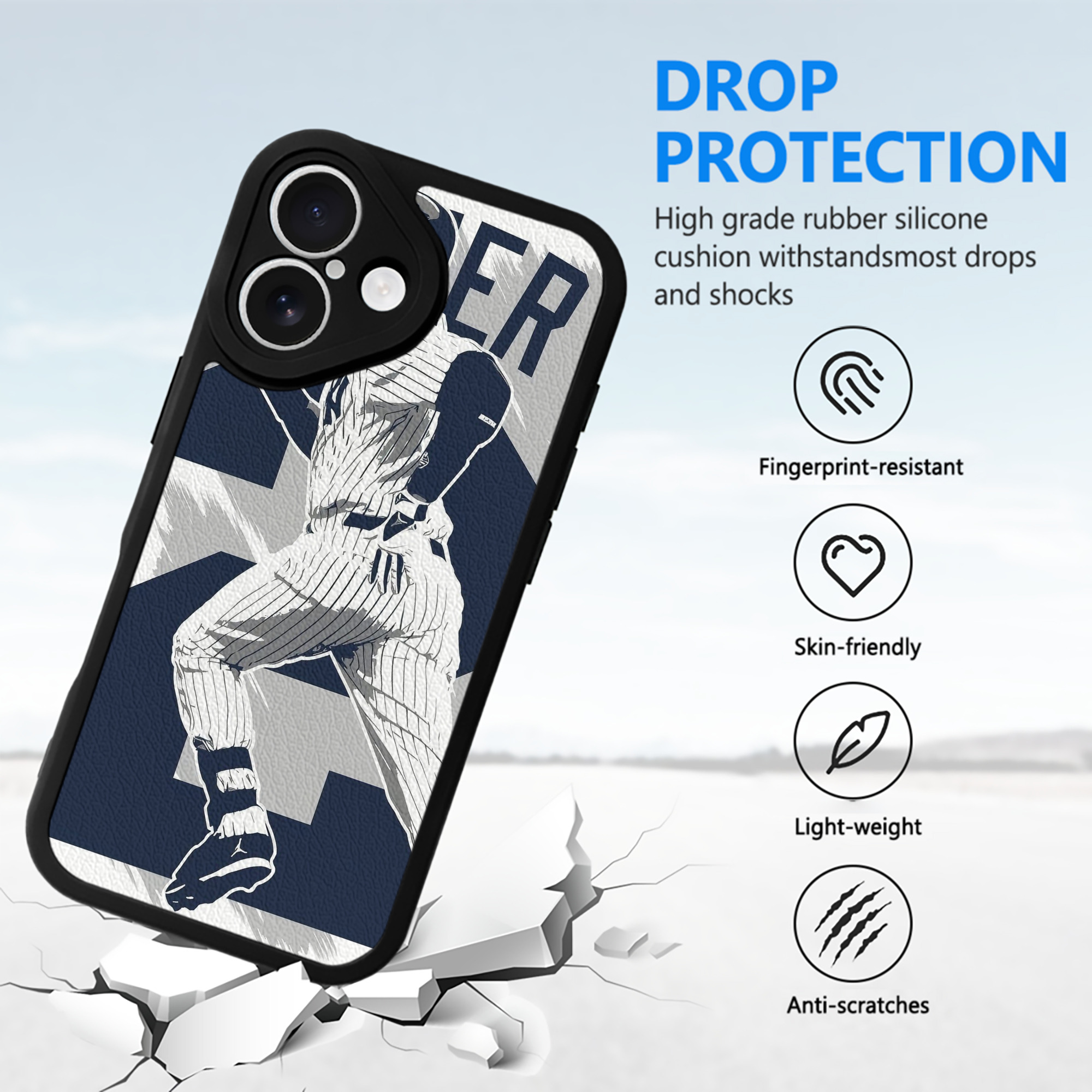 Derek Jeter 113 IPhone 16 Silicone Leather Case – UV Print, Lambskin Texture – Perfect Fit, Wireless Charging Compatible, Scratch Resistant, Precise Cutouts – Stylish Protection For IPhone 16