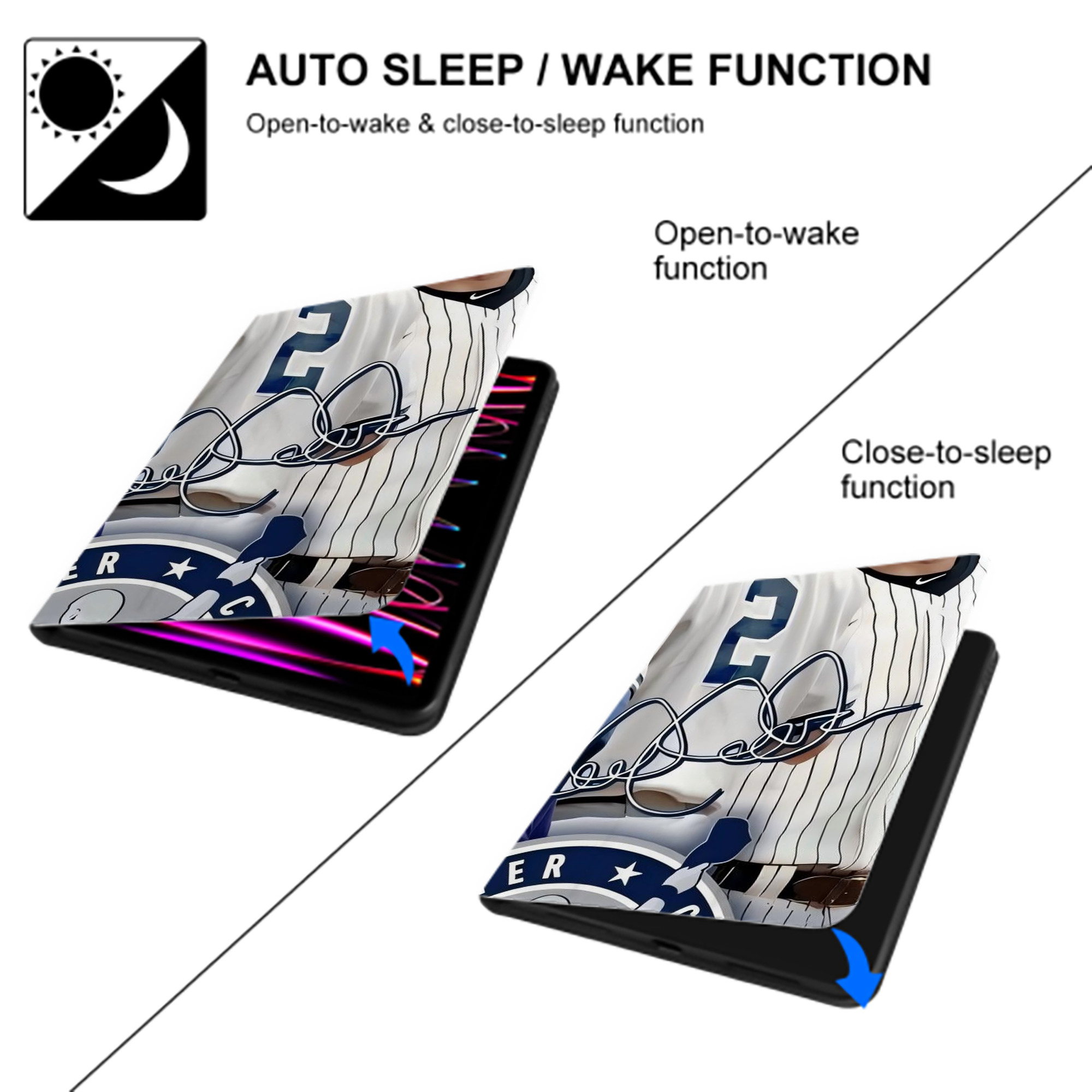 Derek Jeter 47 IPad Book-Style Case With Pencil Slot – Slim PU & TPU Cover – Full Protection, Precise Fit, Water & Scratch Resistant