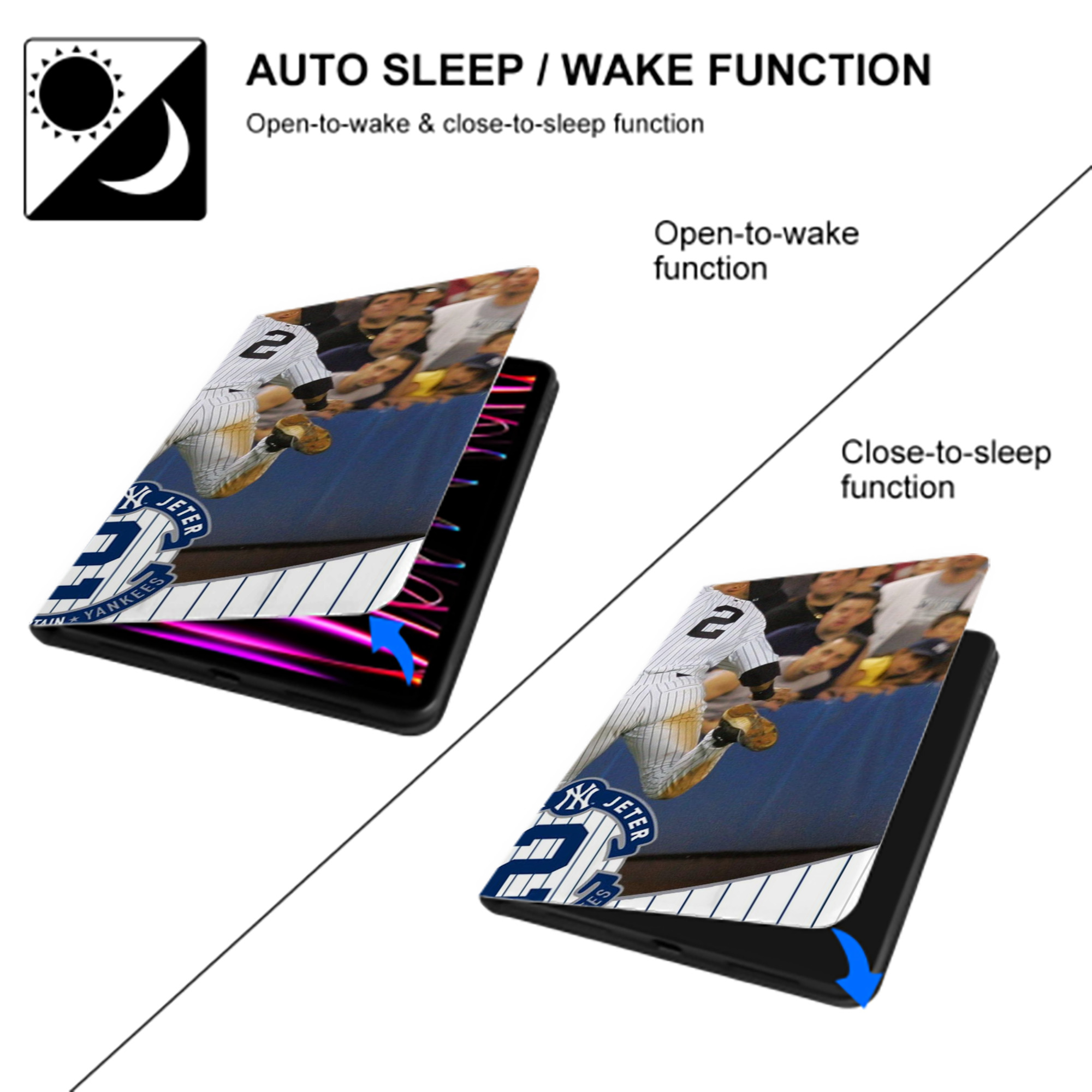 Derek Jeter 94 IPad Book-Style Case With Pencil Slot – Slim PU & TPU Cover – Full Protection, Precise Fit, Water & Scratch Resistant