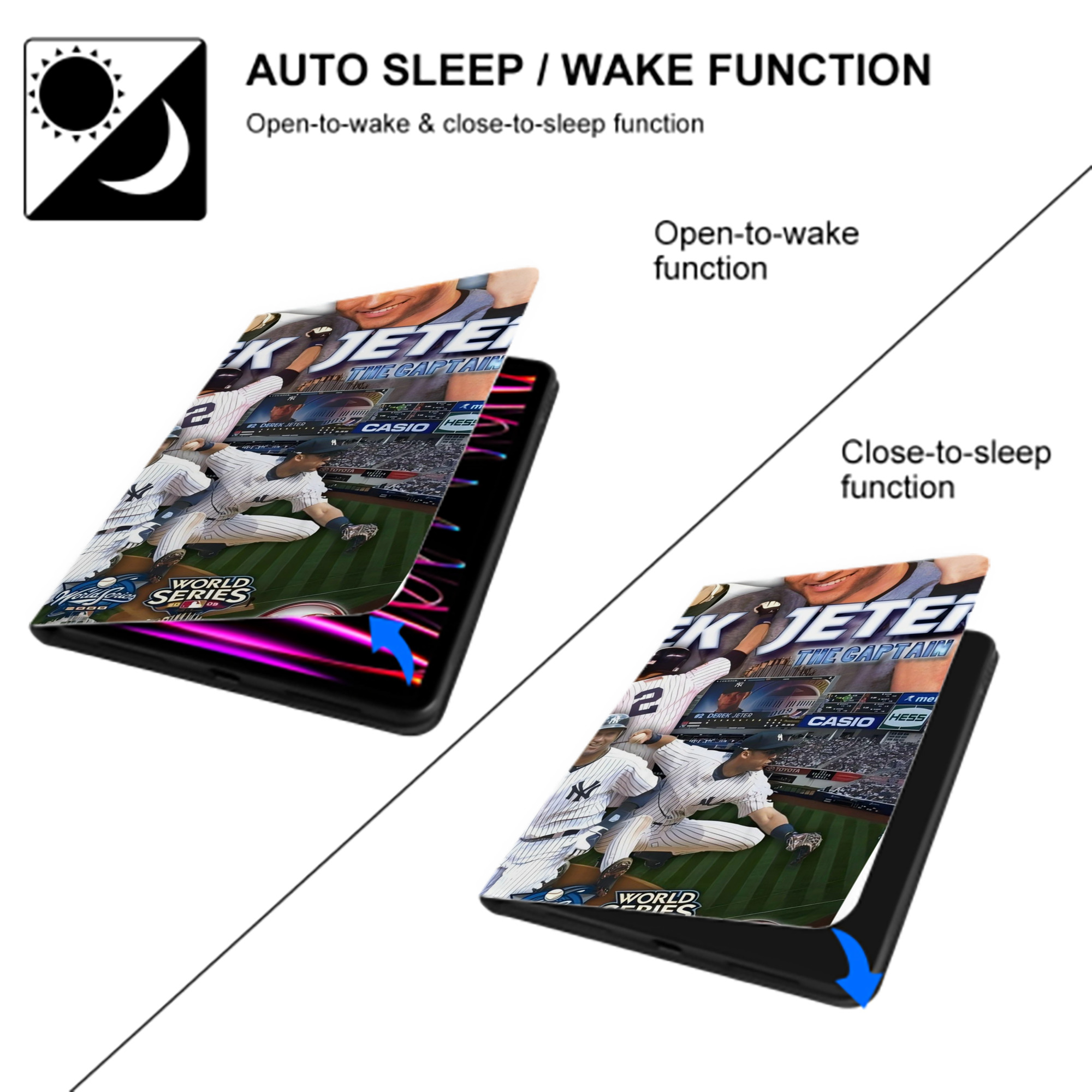 Derek Jeter 100 IPad Book-Style Case With Pencil Slot – Slim PU & TPU Cover – Full Protection, Precise Fit, Water & Scratch Resistant