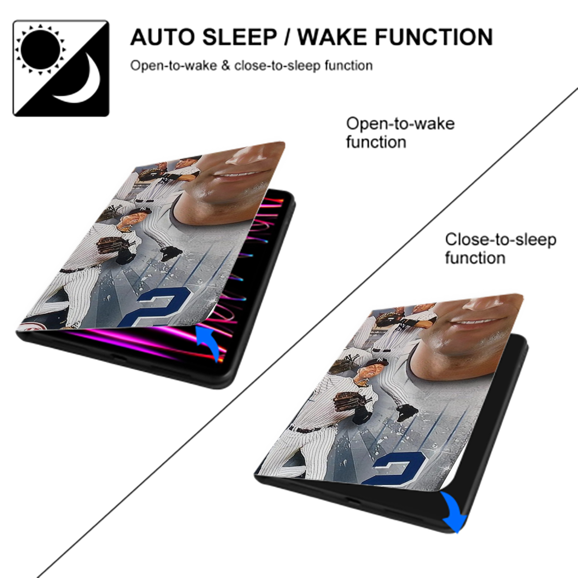 Derek Jeter 109 IPad Book-Style Case With Pencil Slot – Slim PU & TPU Cover – Full Protection, Precise Fit, Water & Scratch Resistant