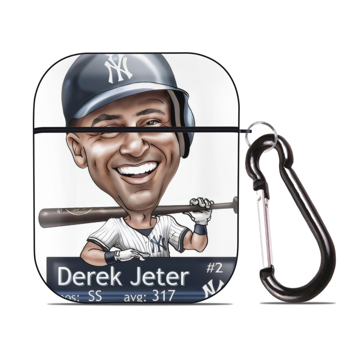 Derek Jeter 18 AirPods 2 Case Hard Shell Black, Flexible PC Material, Precise Cutouts, Full Protection, Anti-Fingerprint, Washable, Includes Keychain – Durable & Slim Design