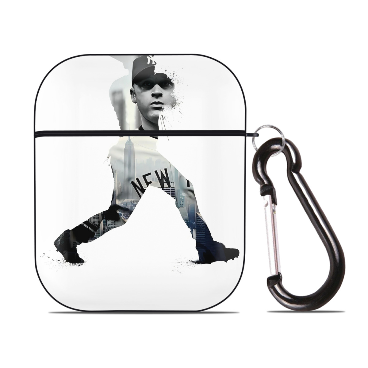 Derek Jeter 54 AirPods 2 Case Hard Shell Black, Flexible PC Material, Precise Cutouts, Full Protection, Anti-Fingerprint, Washable, Includes Keychain – Durable & Slim Design