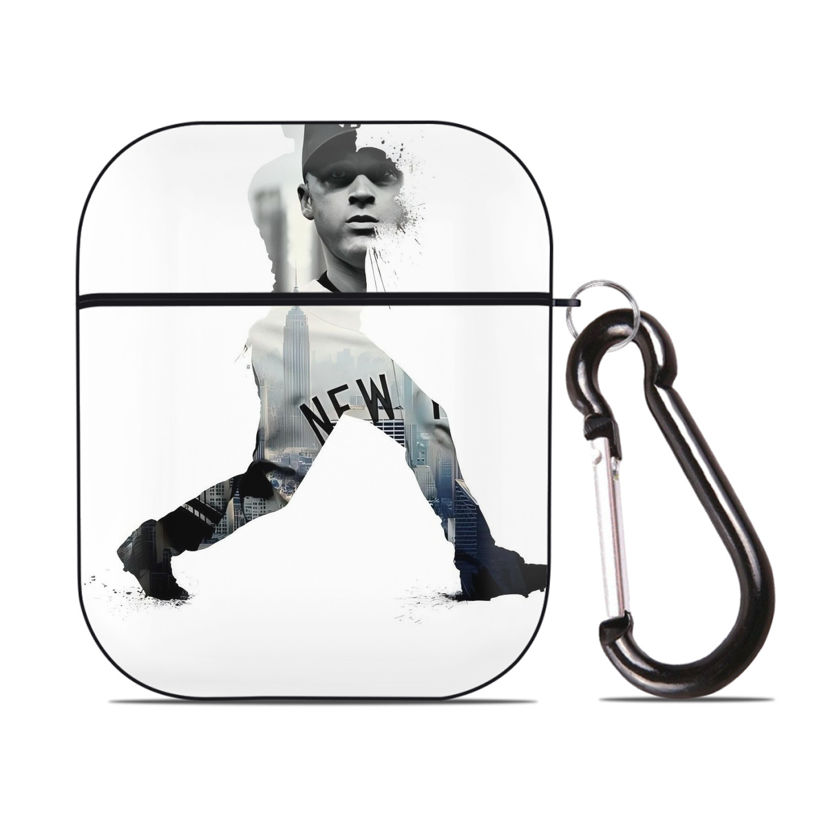 Derek Jeter 98 AirPods 2 Case Hard Shell Black, Flexible PC Material, Precise Cutouts, Full Protection, Anti-Fingerprint, Washable, Includes Keychain – Durable & Slim Design