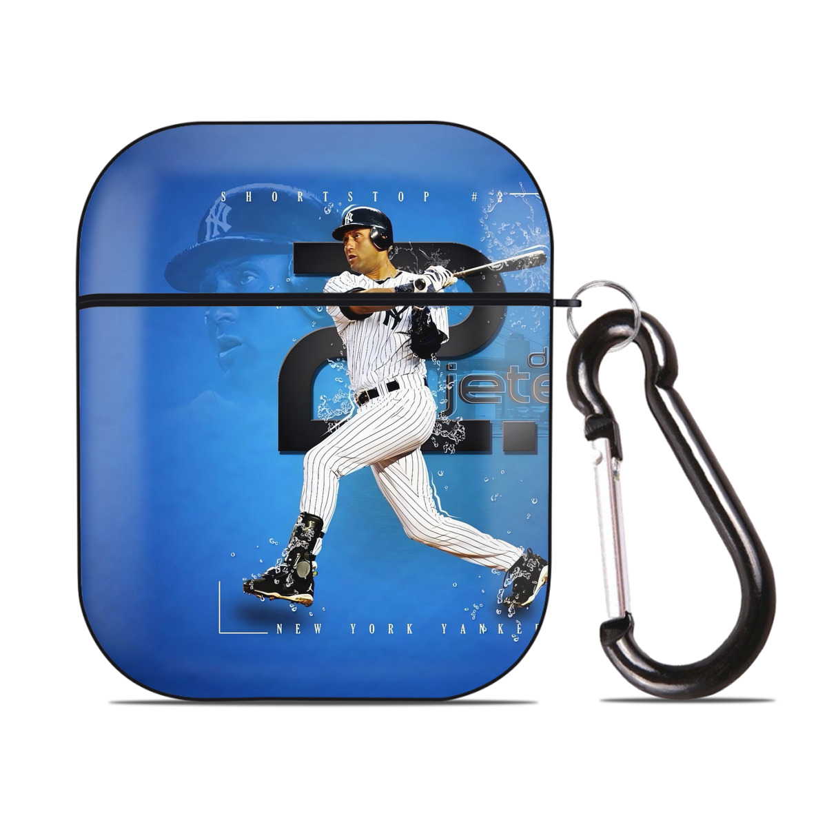 Derek Jeter 107 AirPods 2 Case Hard Shell Black, Flexible PC Material, Precise Cutouts, Full Protection, Anti-Fingerprint, Washable, Includes Keychain – Durable & Slim Design
