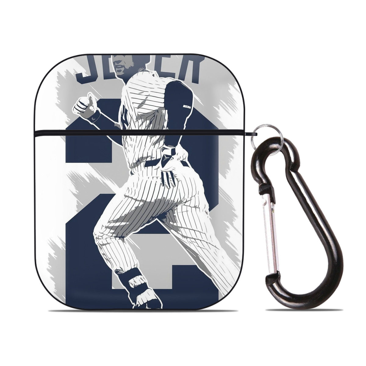 Derek Jeter 113 AirPods 2 Case Hard Shell Black, Flexible PC Material, Precise Cutouts, Full Protection, Anti-Fingerprint, Washable, Includes Keychain – Durable & Slim Design