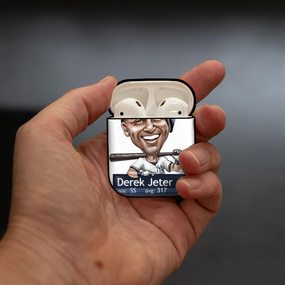 Derek Jeter 18 AirPods 2 Case Hard Shell Black, Flexible PC Material, Precise Cutouts, Full Protection, Anti-Fingerprint, Washable, Includes Keychain – Durable & Slim Design