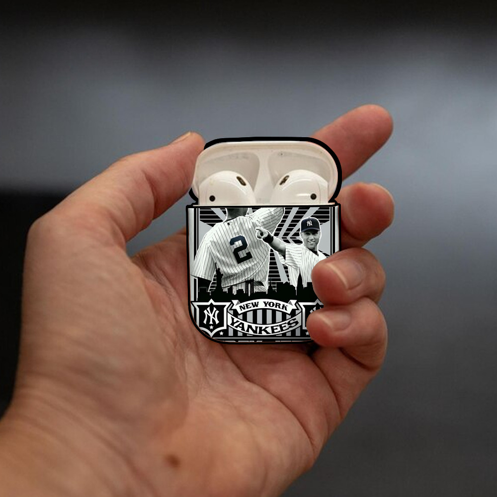 Derek Jeter 34 AirPods 2 Case Hard Shell Black, Flexible PC Material, Precise Cutouts, Full Protection, Anti-Fingerprint, Washable, Includes Keychain – Durable & Slim Design