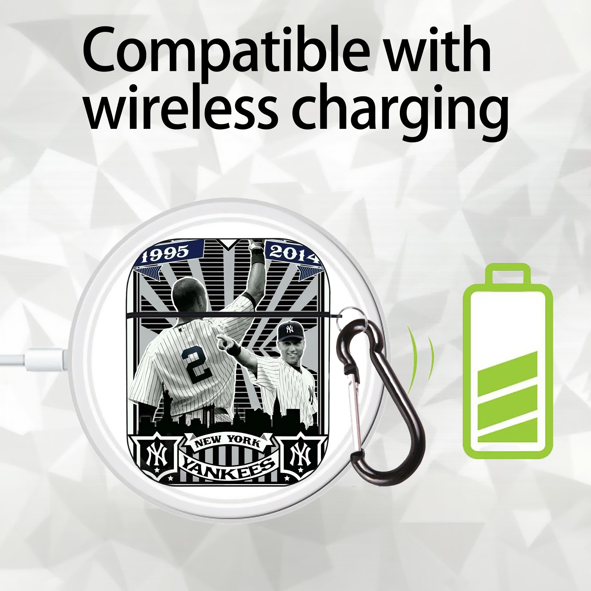 Derek Jeter 34 AirPods 2 Case Hard Shell Black, Flexible PC Material, Precise Cutouts, Full Protection, Anti-Fingerprint, Washable, Includes Keychain – Durable & Slim Design