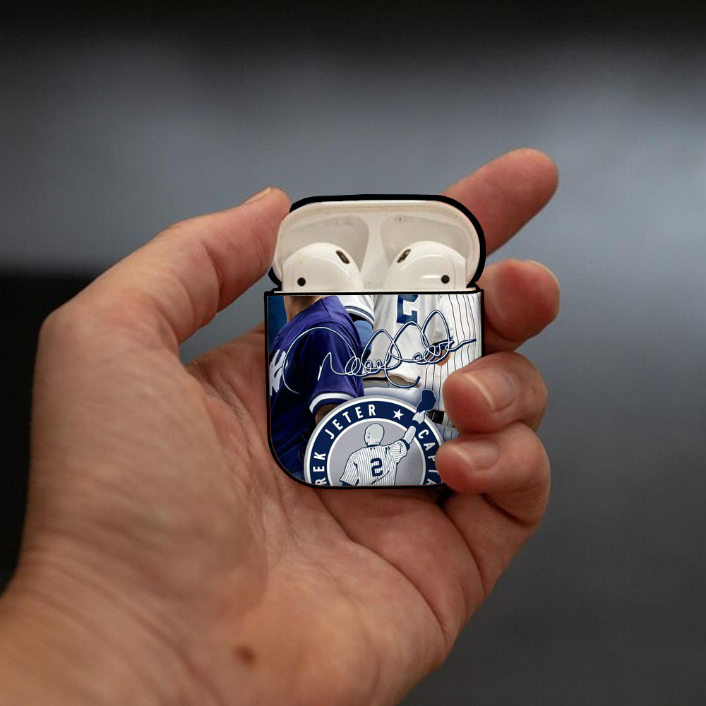 Derek Jeter 92 AirPods 2 Case Hard Shell Black, Flexible PC Material, Precise Cutouts, Full Protection, Anti-Fingerprint, Washable, Includes Keychain – Durable & Slim Design